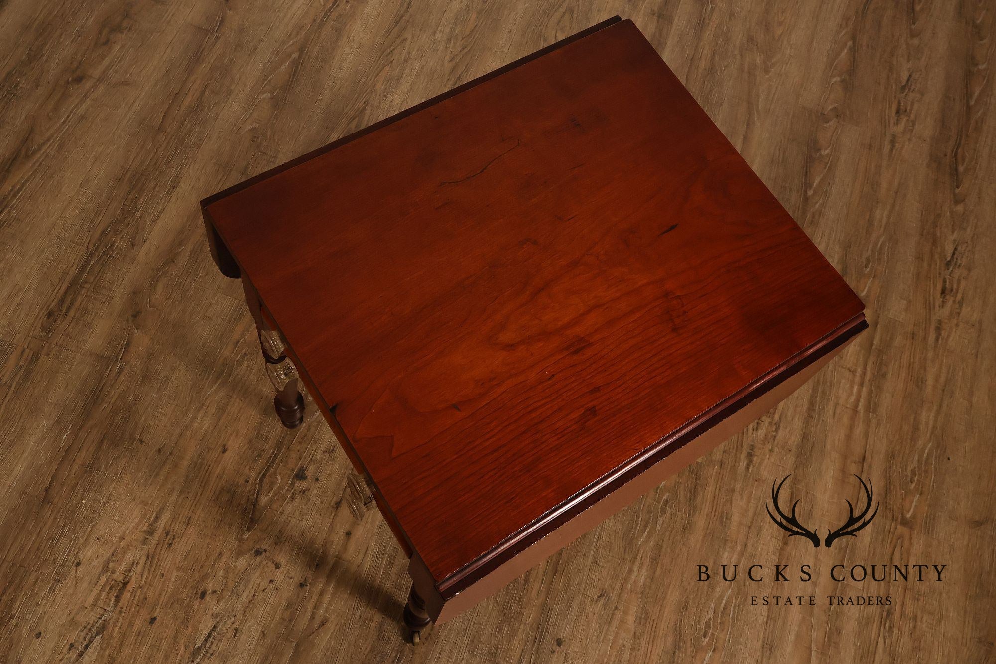 Antique American Sheraton Style Cherry And Tiger Maple Drop Leaf Work Table