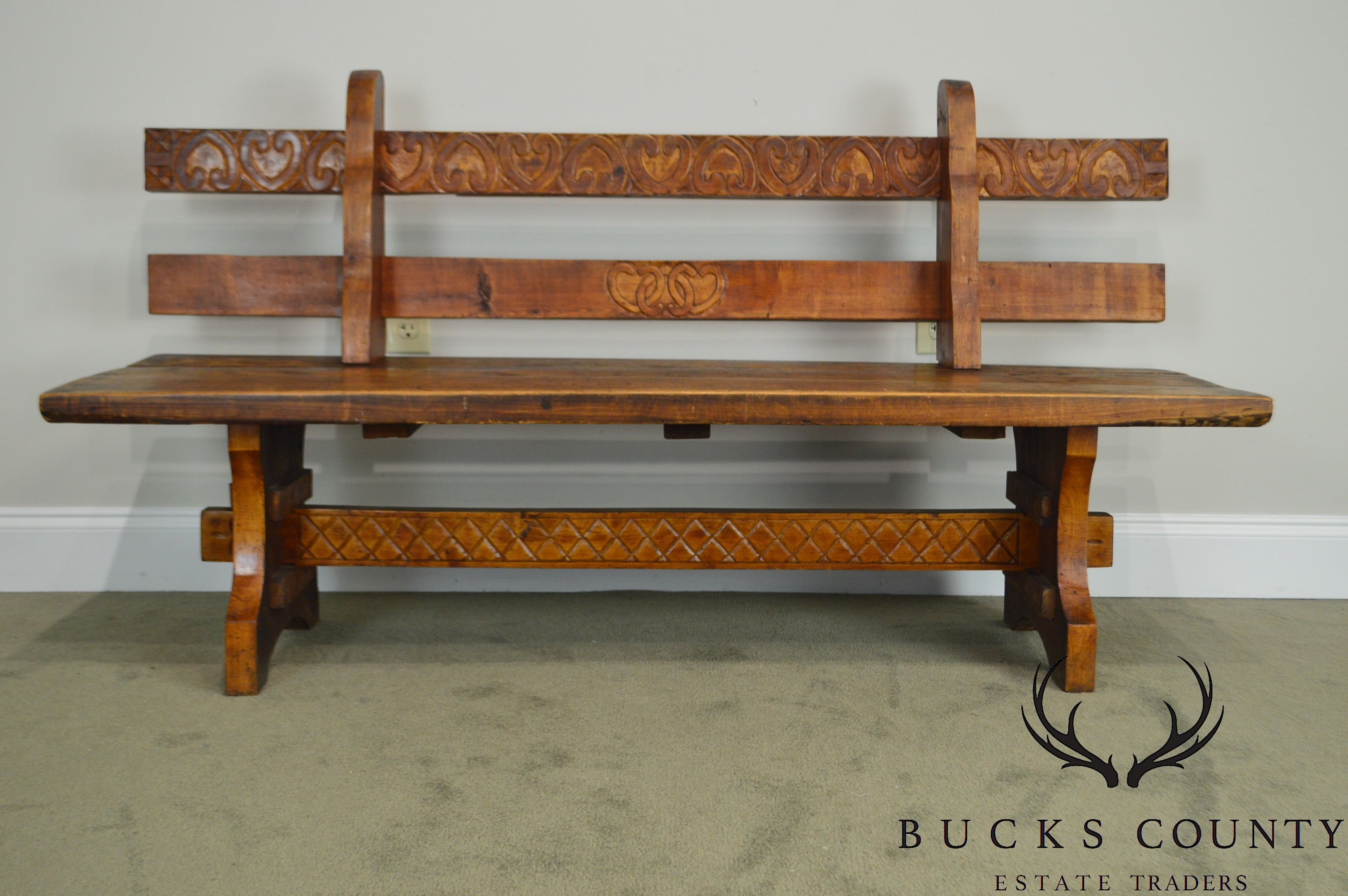 Antique Rustic Arts & Crafts Bench Settee