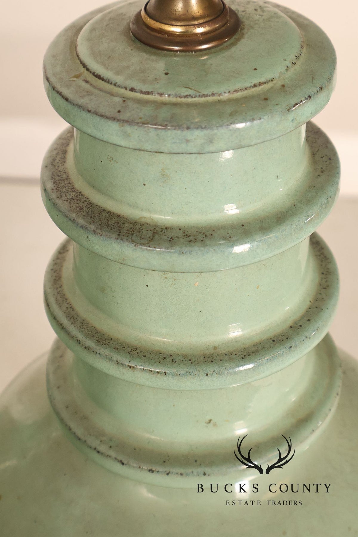 Asian Style Pair of Celadon Table Lamps