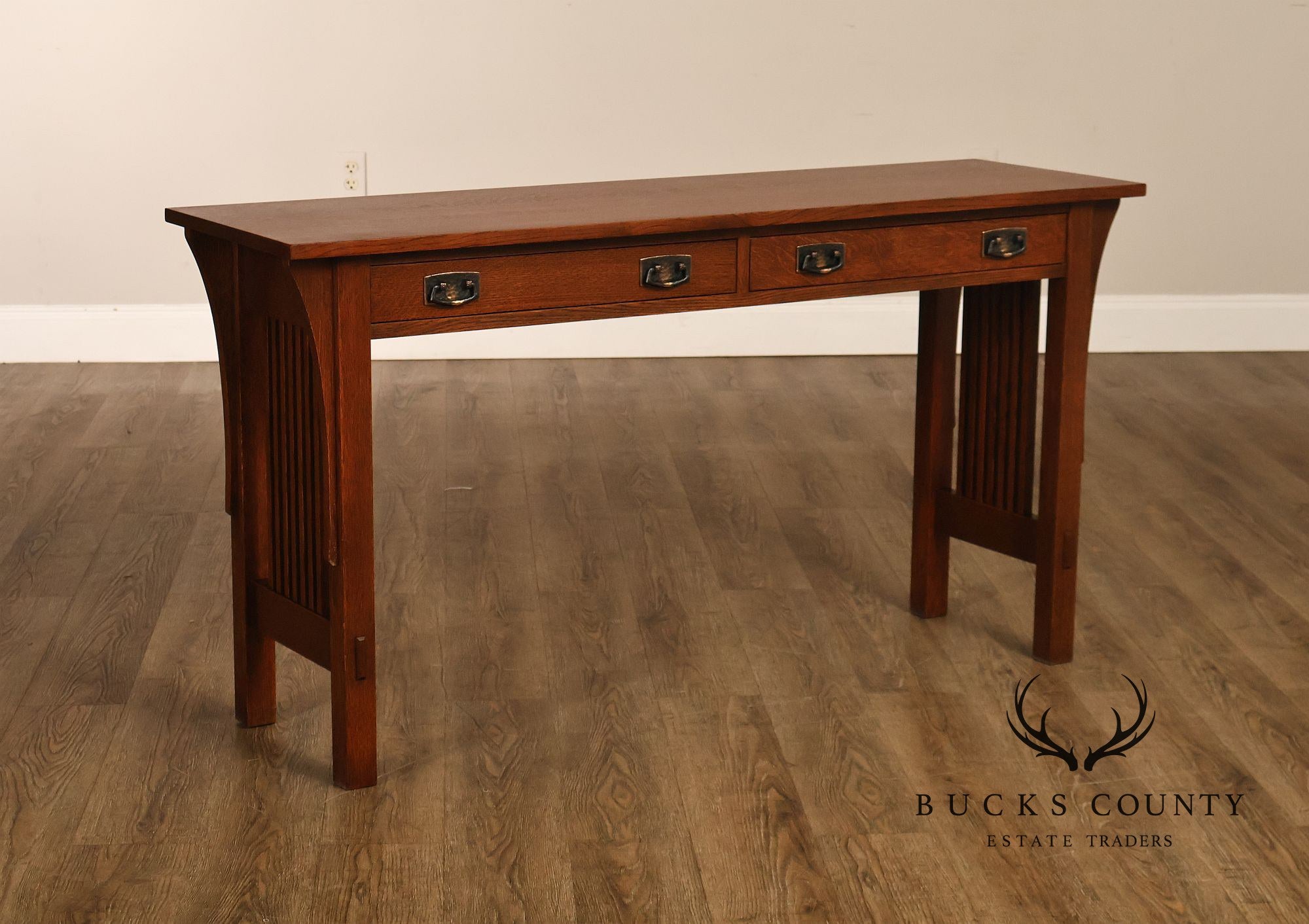Stickley Mission Collection Oak Two Drawer Sofa Table