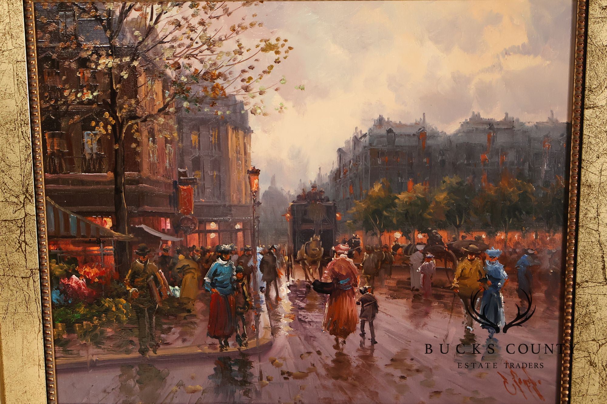 Impressionist Style Painting,  Street Scene. Emilio Payes