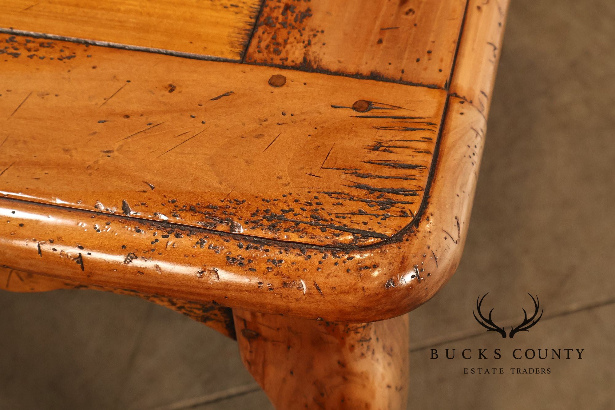 French Provincial Style Distressed Wood Extendable Dining Table