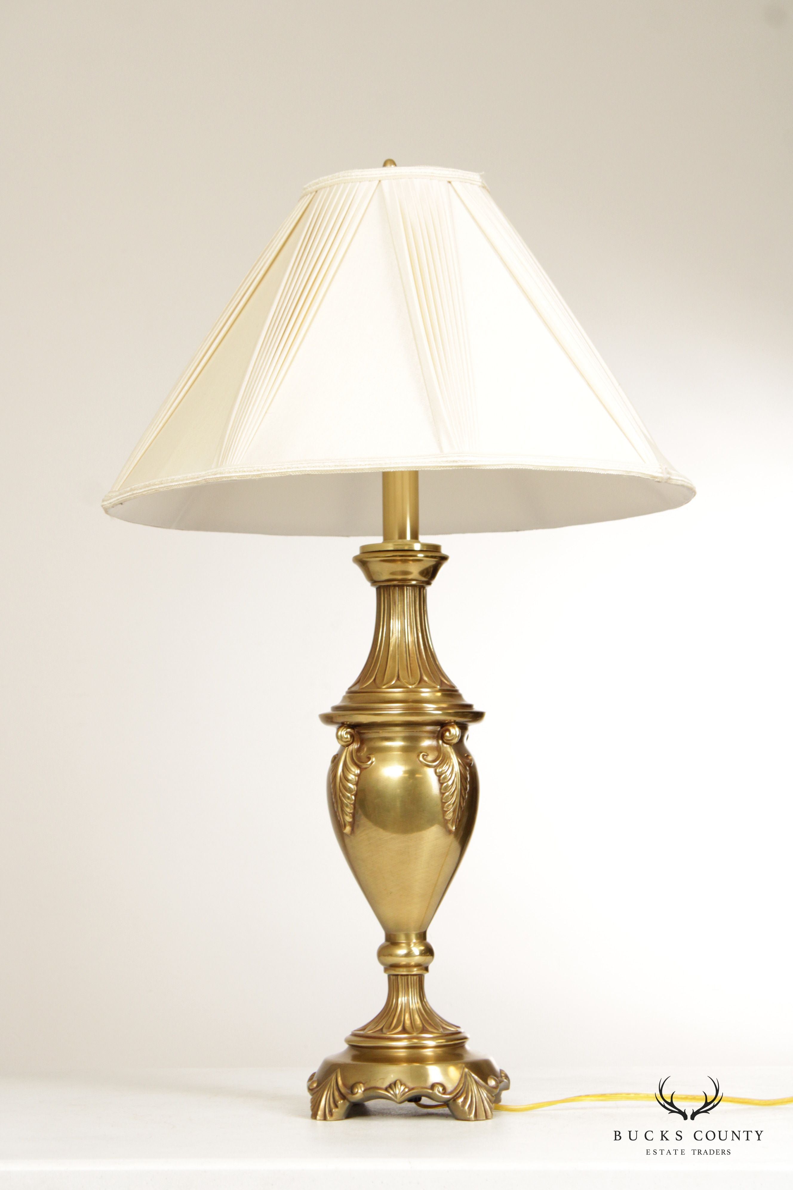 Pair of Traditional Polished Brass Urn Style Lamps