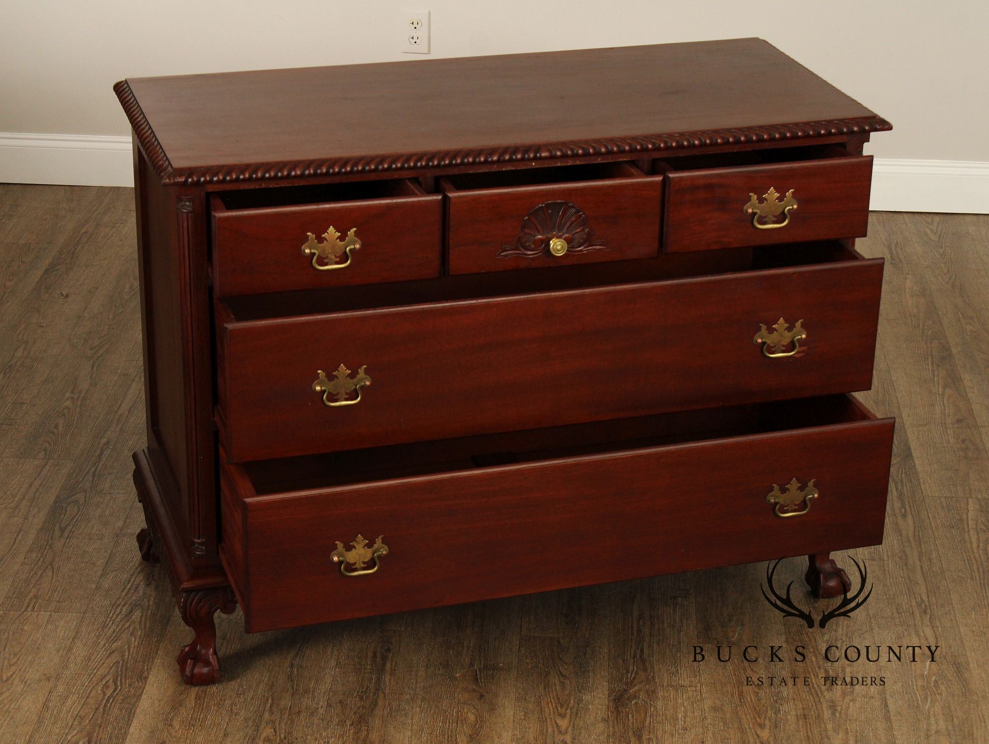 Chippendale Style Antique Bench Made Mahogany Chest of Drawers