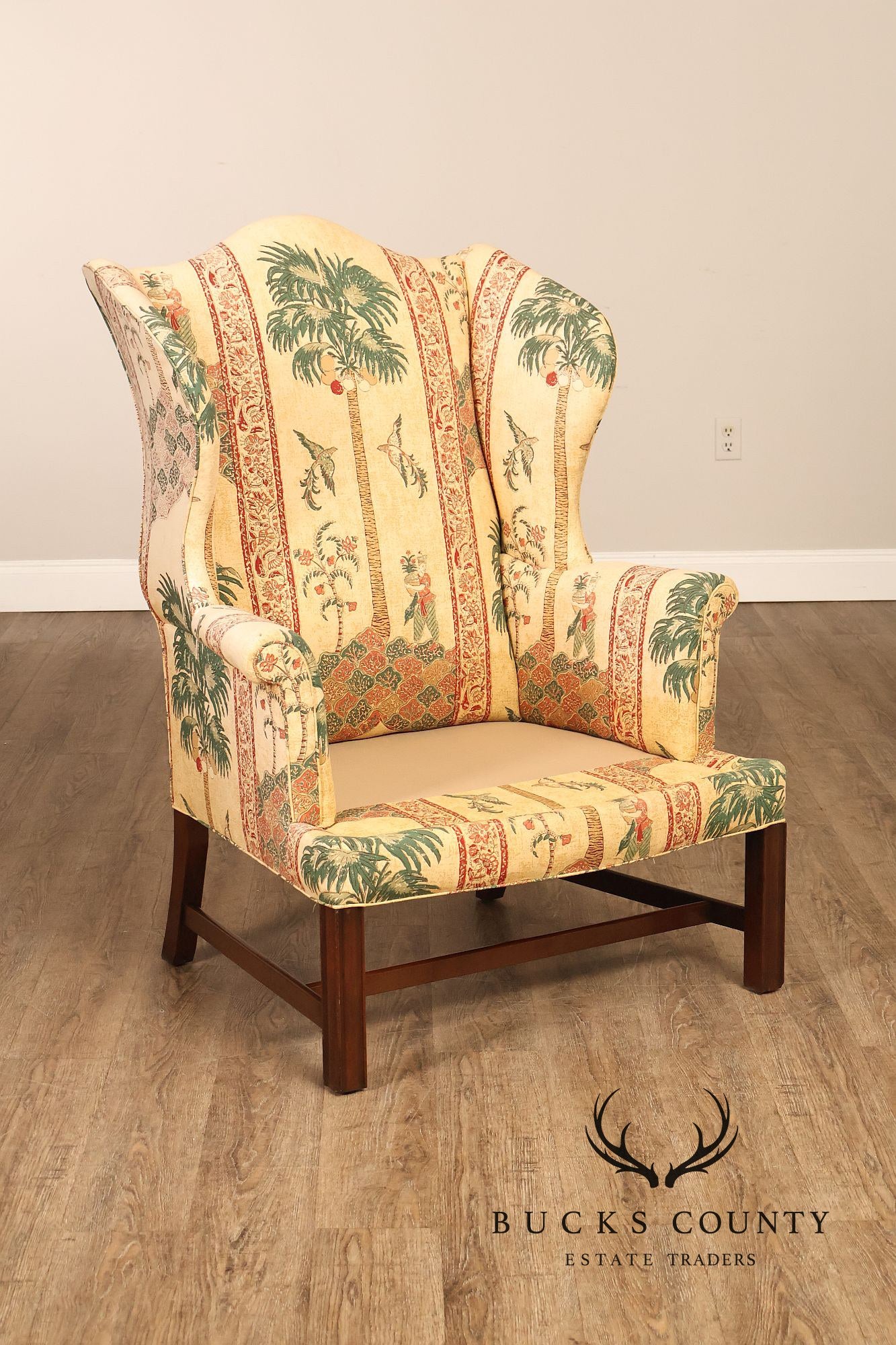 Kittinger Williamsburg Adaptation Chippendale Style Mahogany Wing Chair