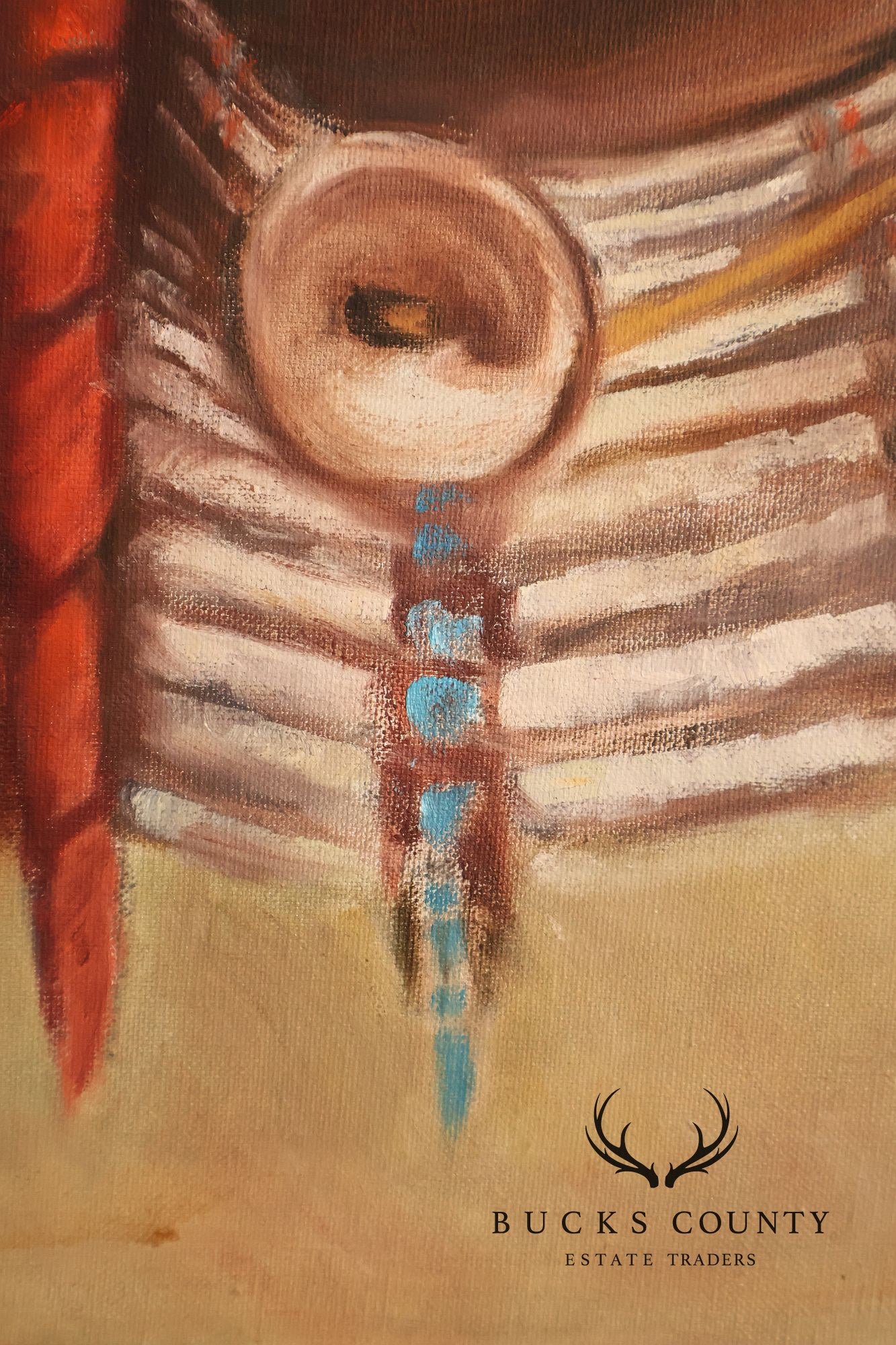 Framed Native American Portrait Painting Signed Wil Hamond 1981 "Lone Hawk"