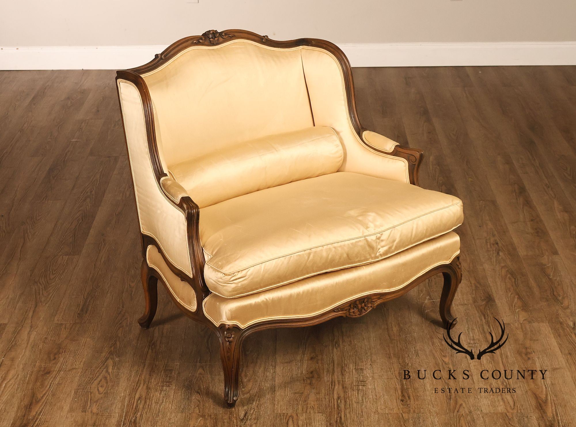 French Louis XV Style Wingback Bergere Chair