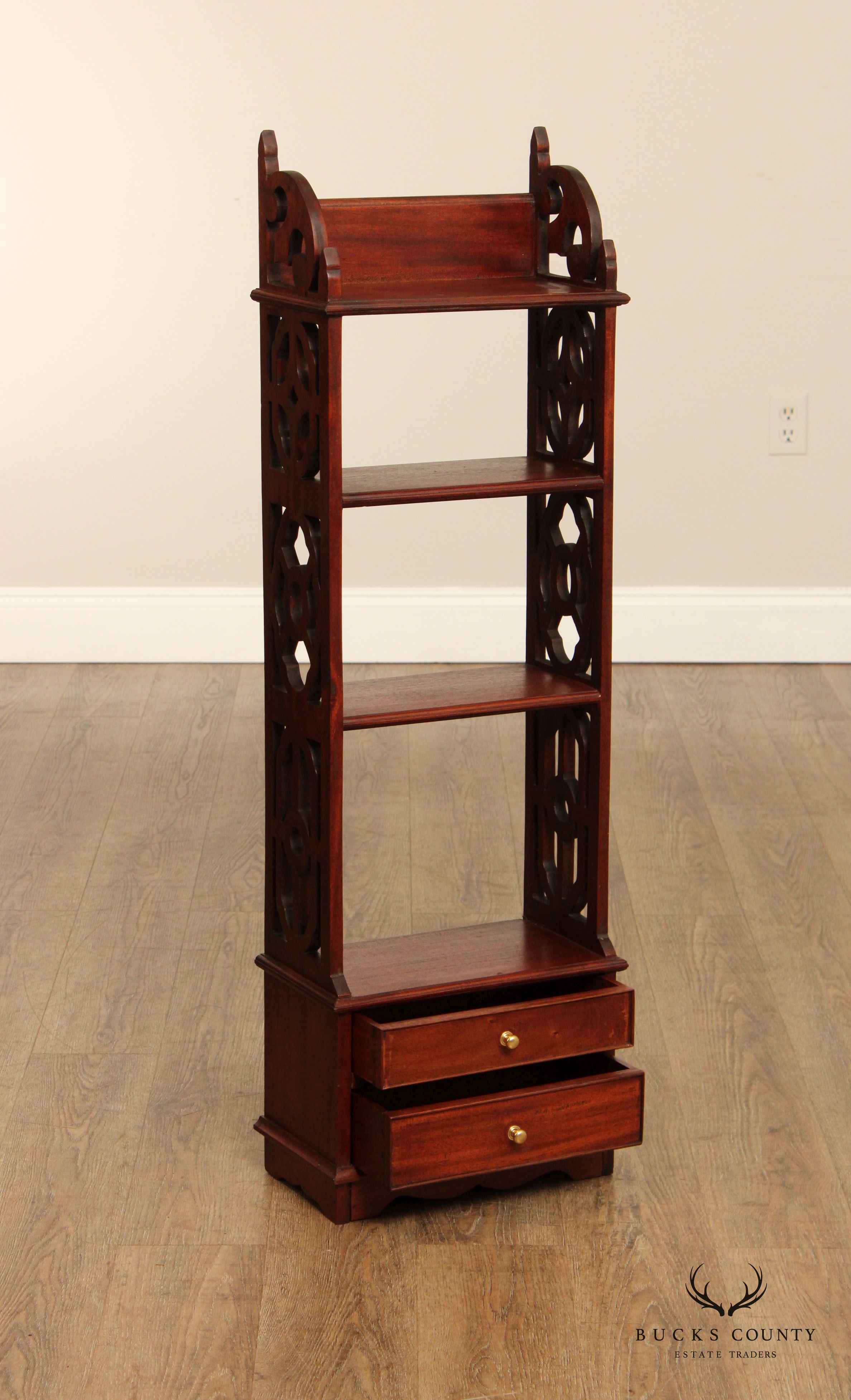 Regency Style Carved Mahogany Narrow Etagere