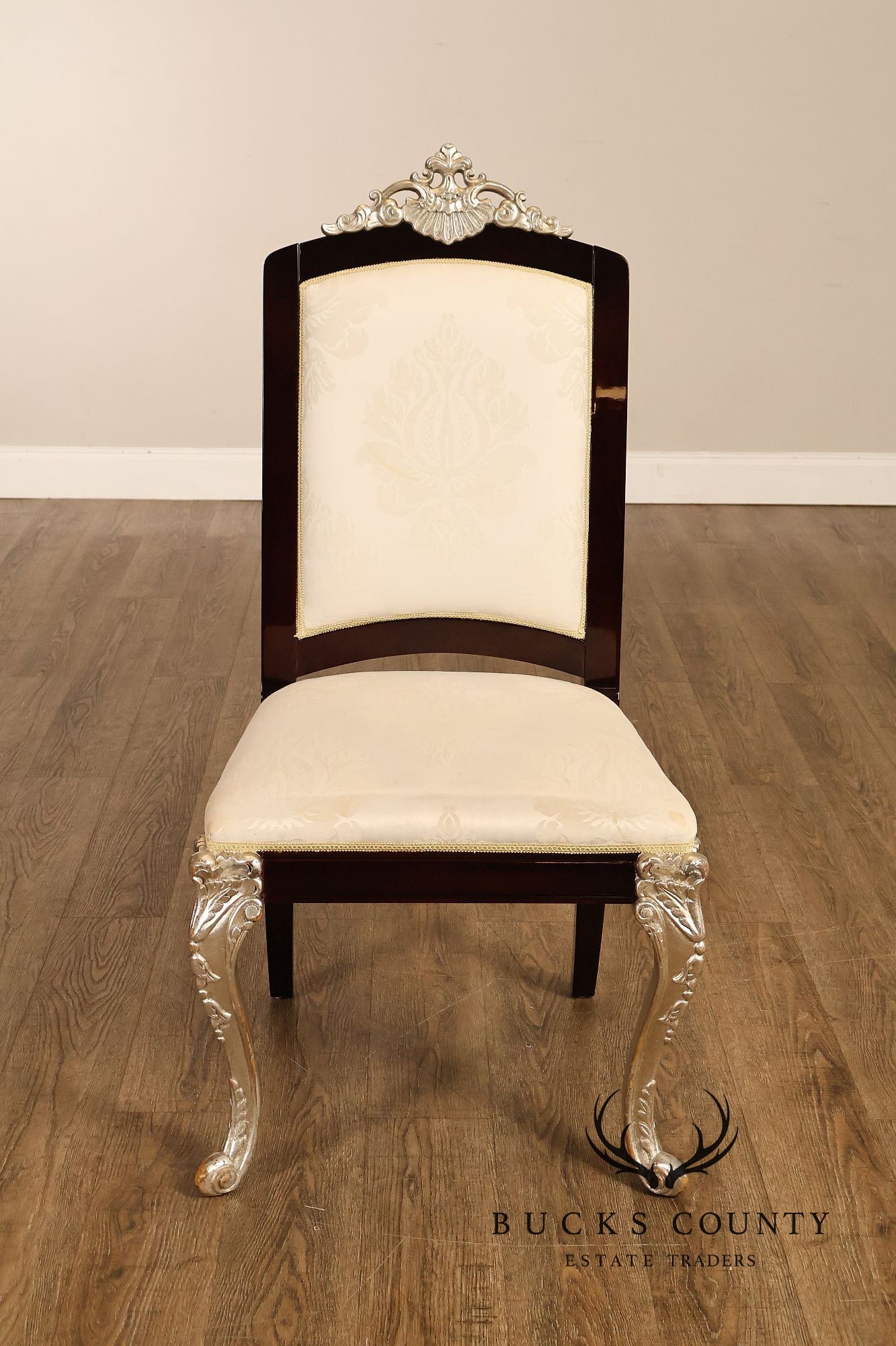 Rococo Style Set of Four Silver Gilt Dining Chairs