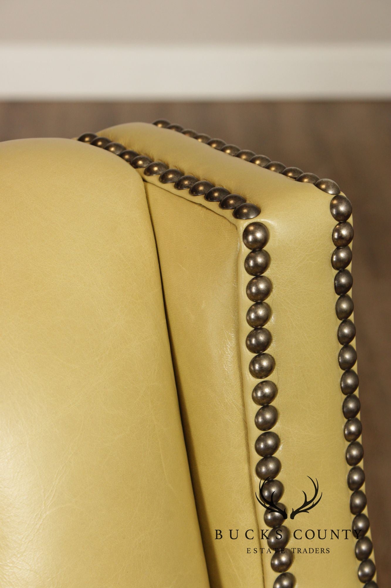 Pair Of Contemporary Style Yellow Leather Lounge Chairs