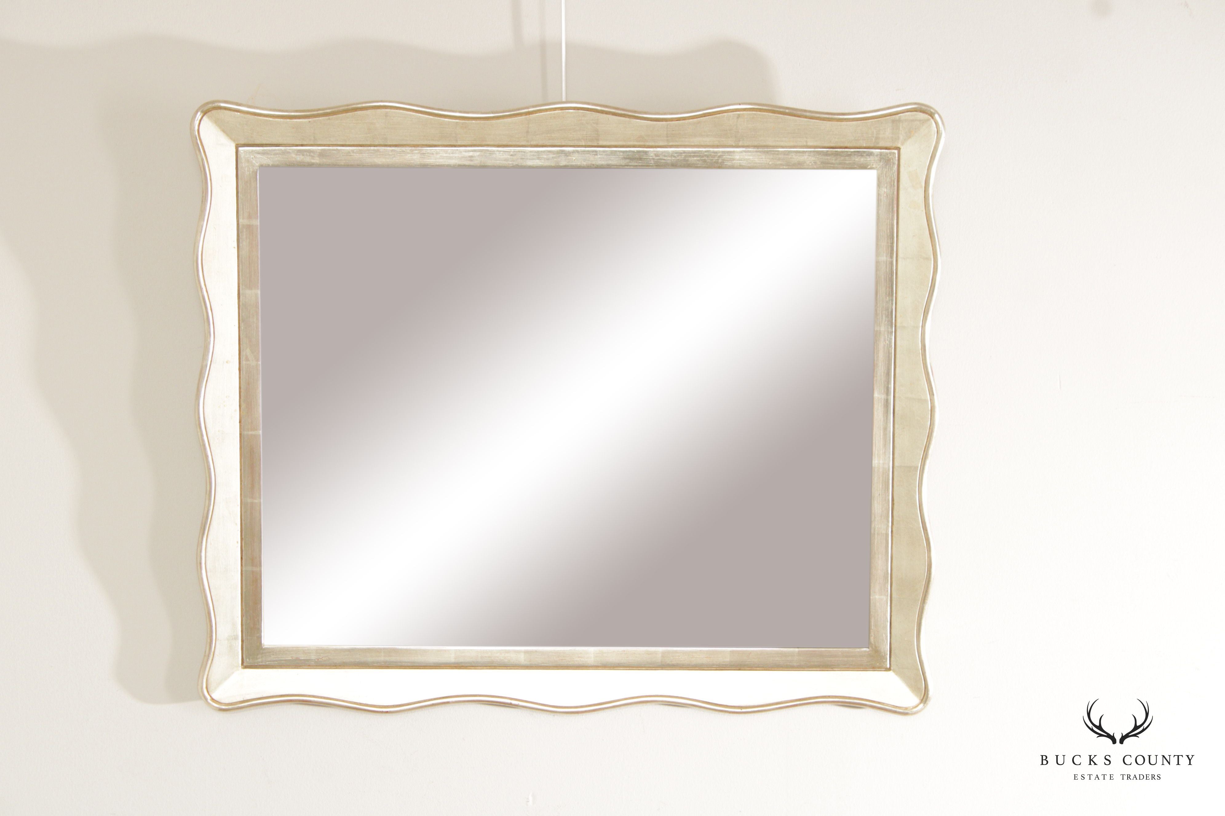 Vintage Hollywood Regency Style Silver Leaf Wall Mirror