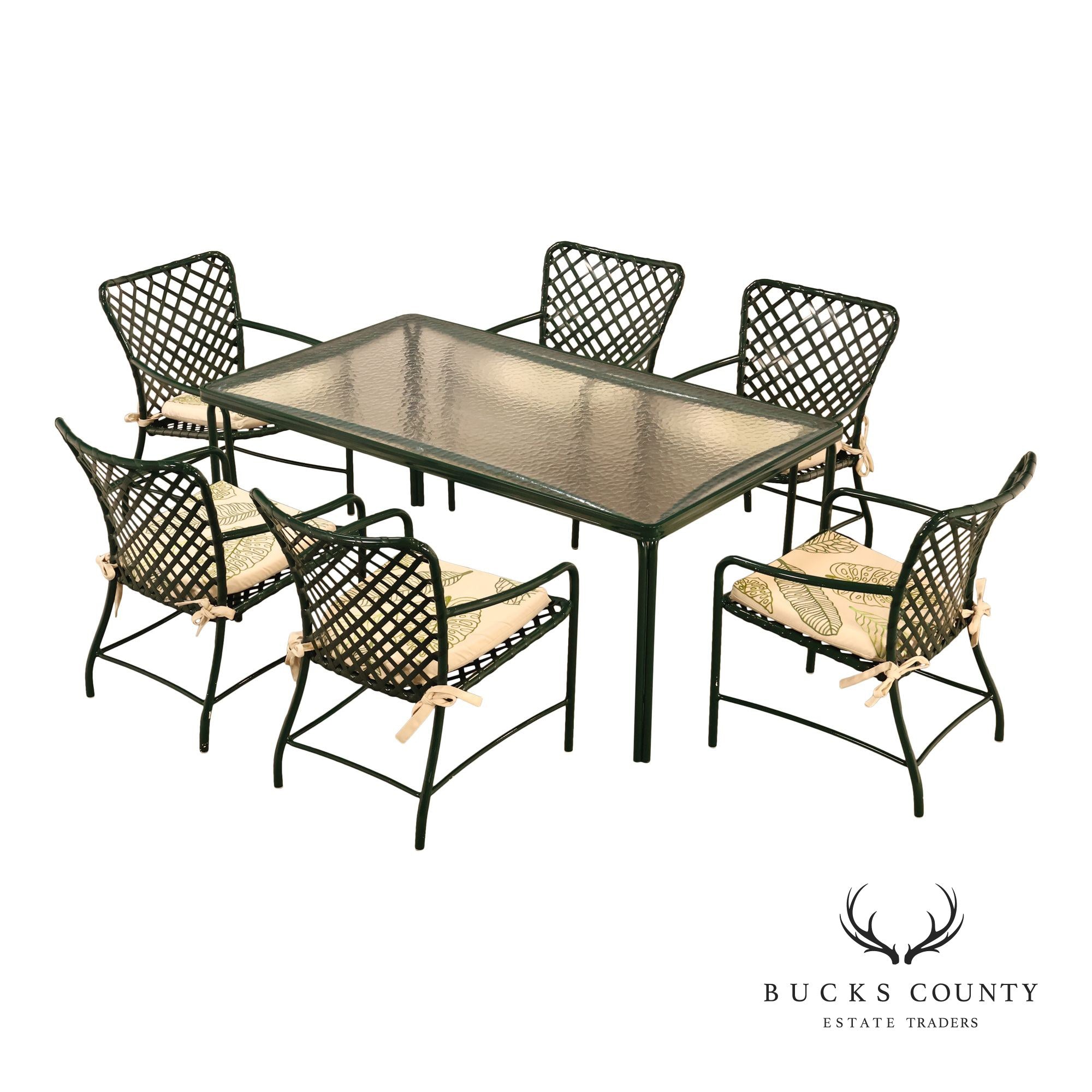 Brown Jordan Tamiami Hunter Green Patio Dining Table And 6 Chairs Set