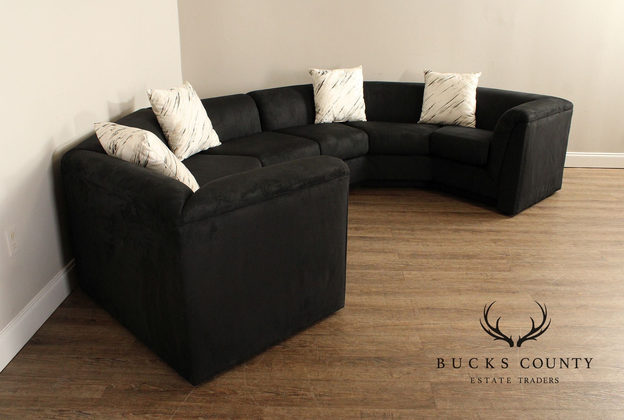 Postmodern Curved Black Sectional Sofa