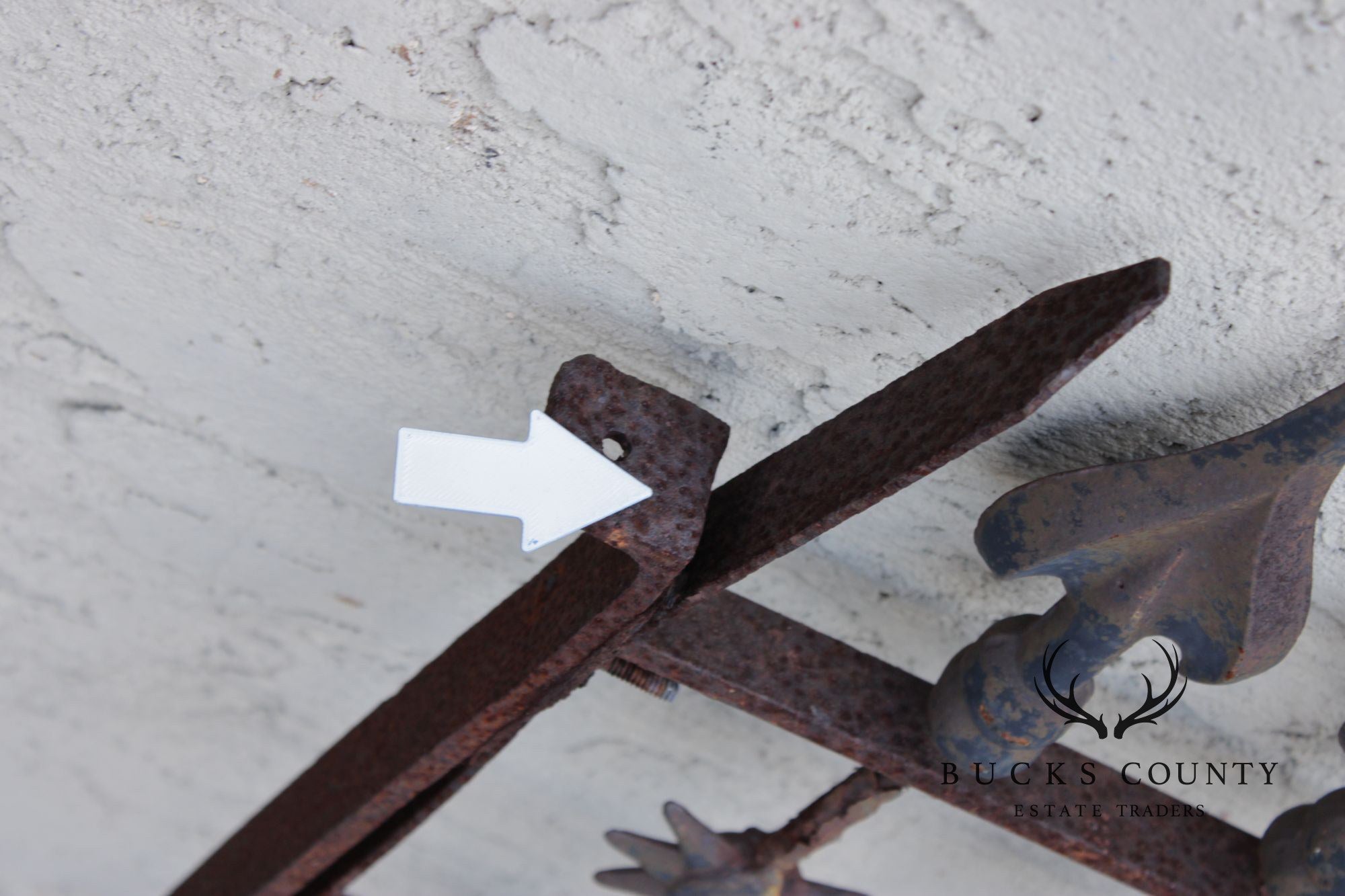 Antique Cast Iron Garden Fence Section With Spear Finials And Star Motif