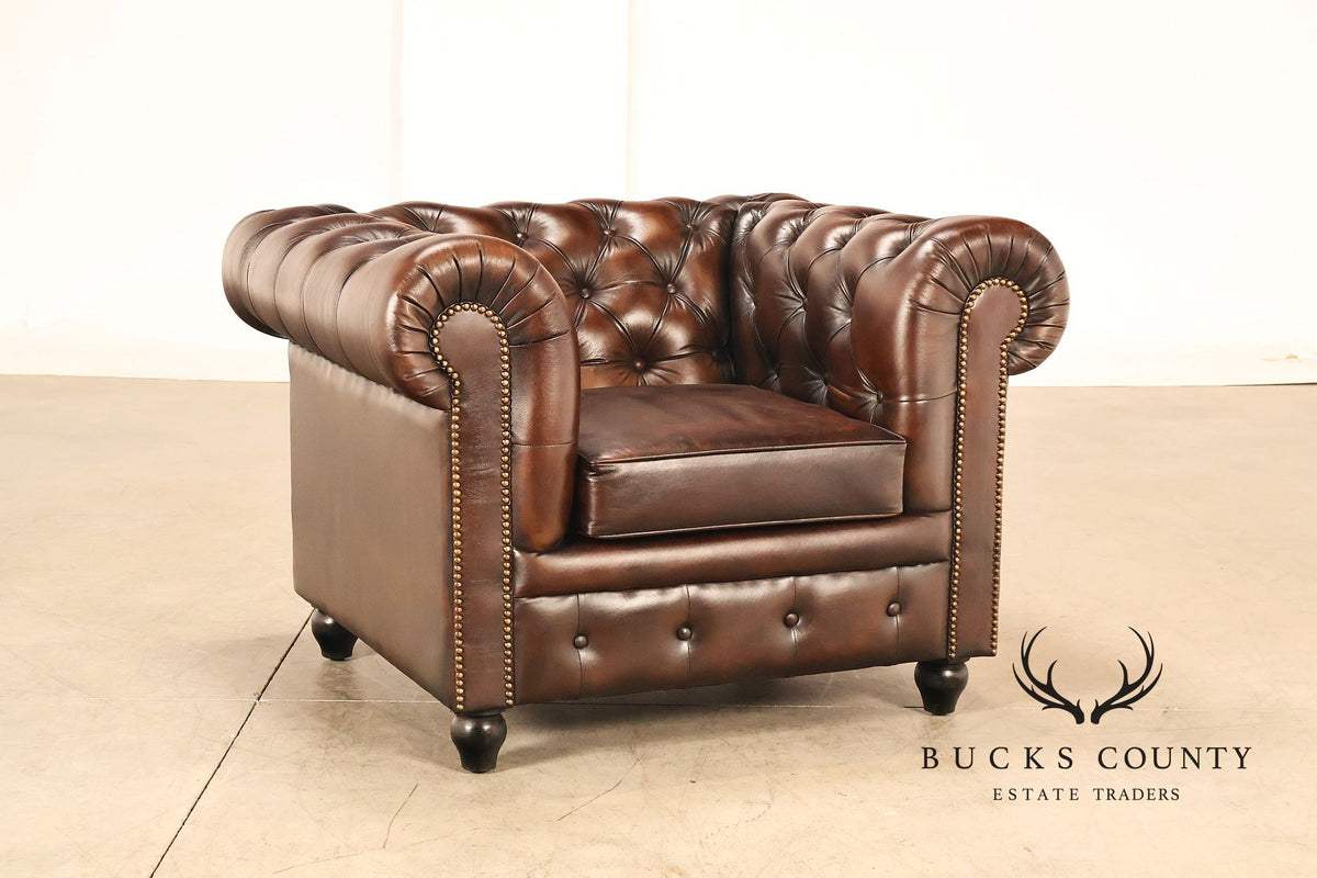 Distressed Brown Single Seater Cushion Chesterfield