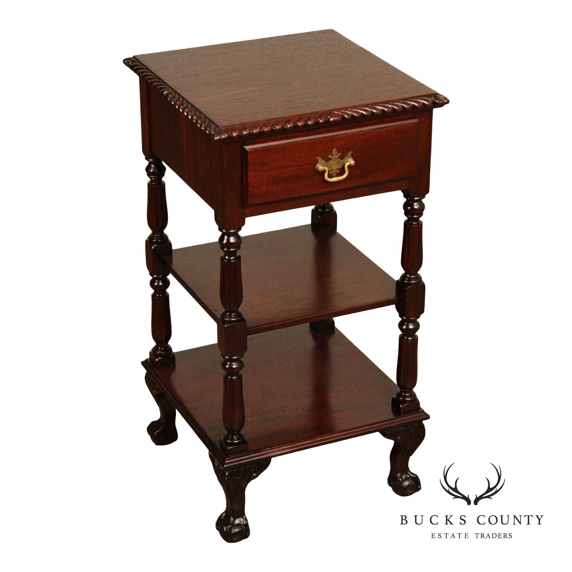 Chippendale Style Mahogany Three Tier Nightstand