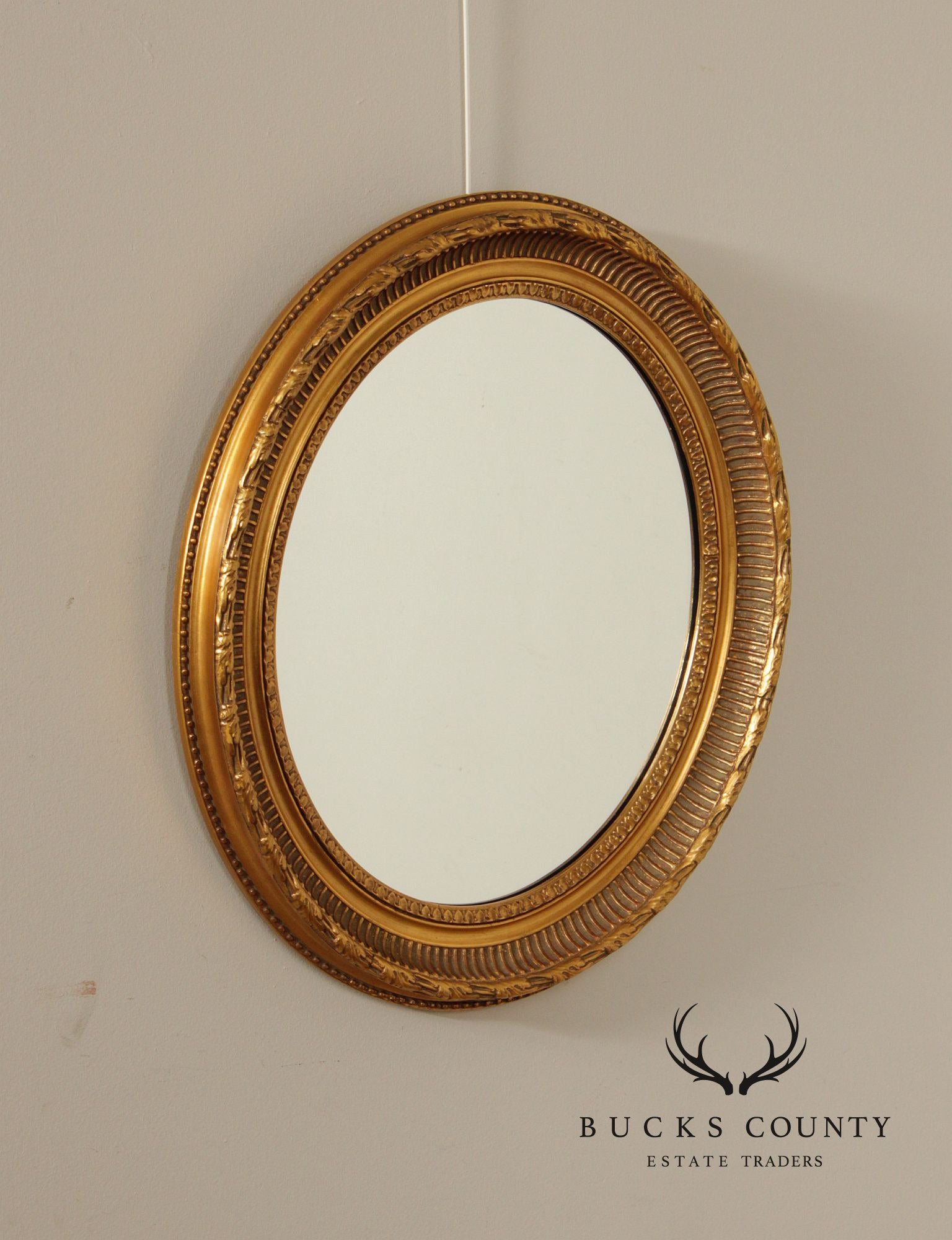 LaBarge Louis Phillipe Style Giltwood Carved Oval Wall Mirror