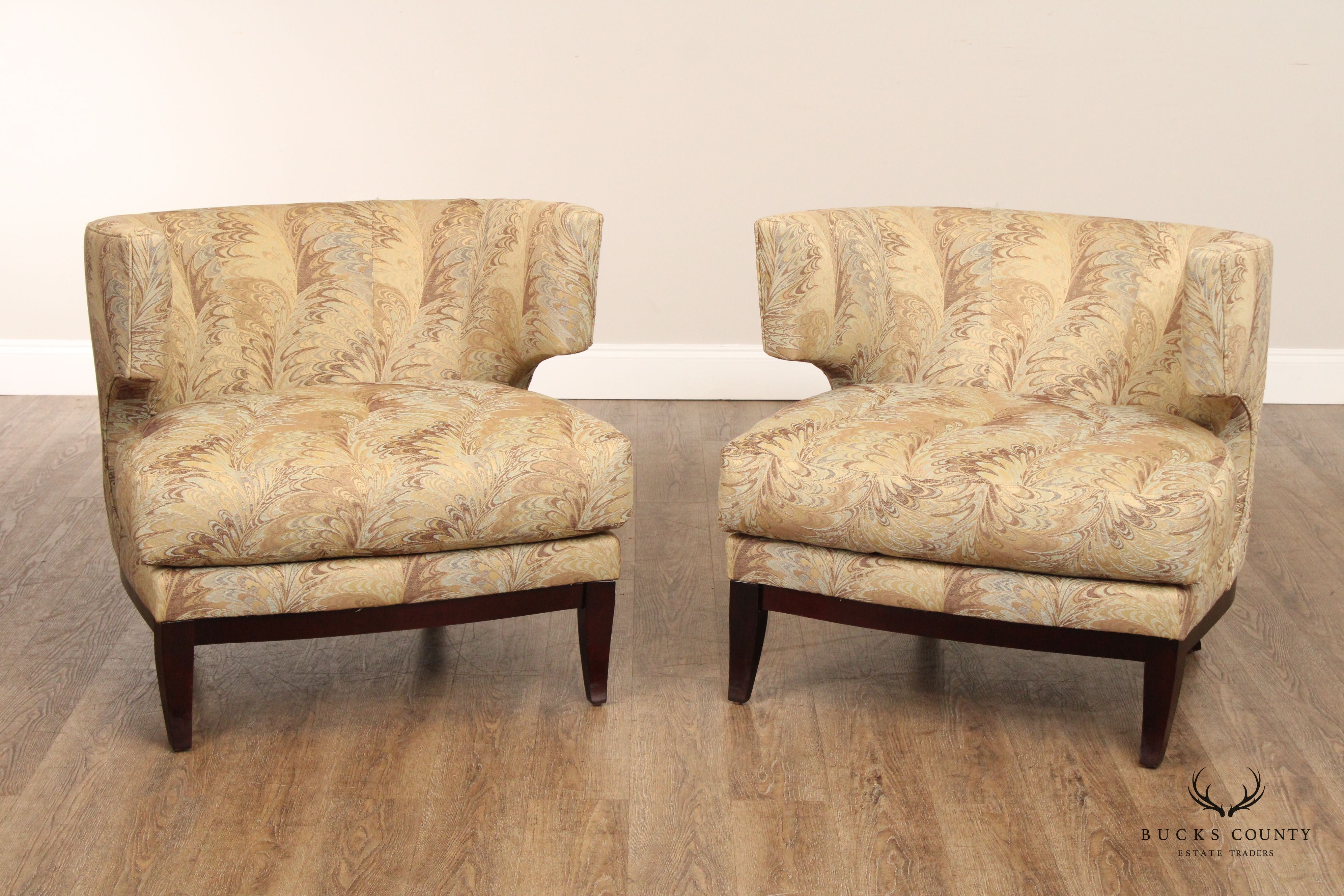 Precedent Sherrill Furniture Modern Pair Of Barrel Back Lounge Chairs