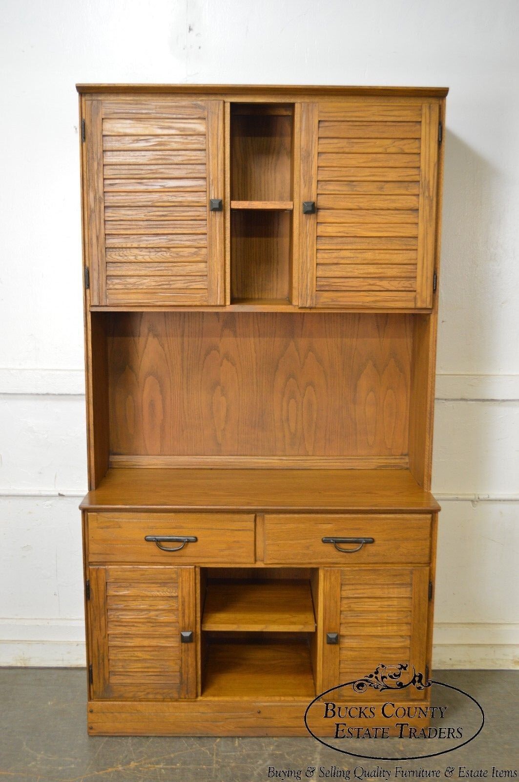 Brandt Ranch Oak Large 2 Piece Bookcase Hutch Cabinet