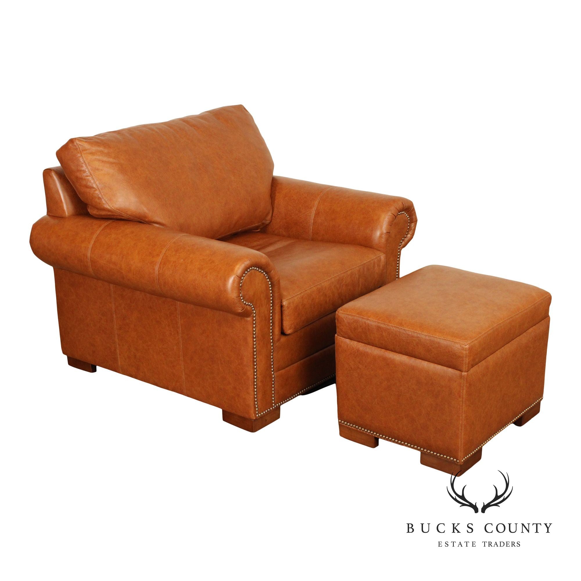 Leather Upholstered Chair & Ottoman