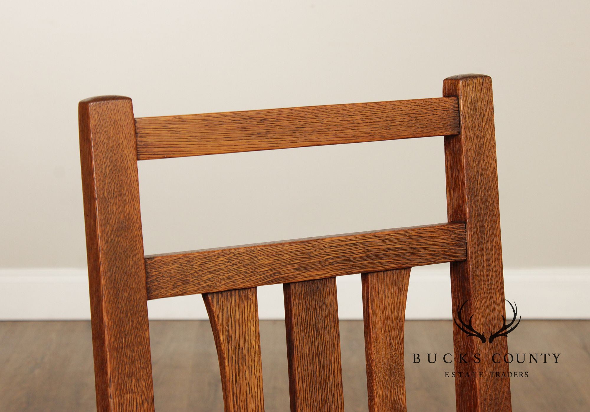 Antique Mission Oak Set of Five Dining Side Chairs