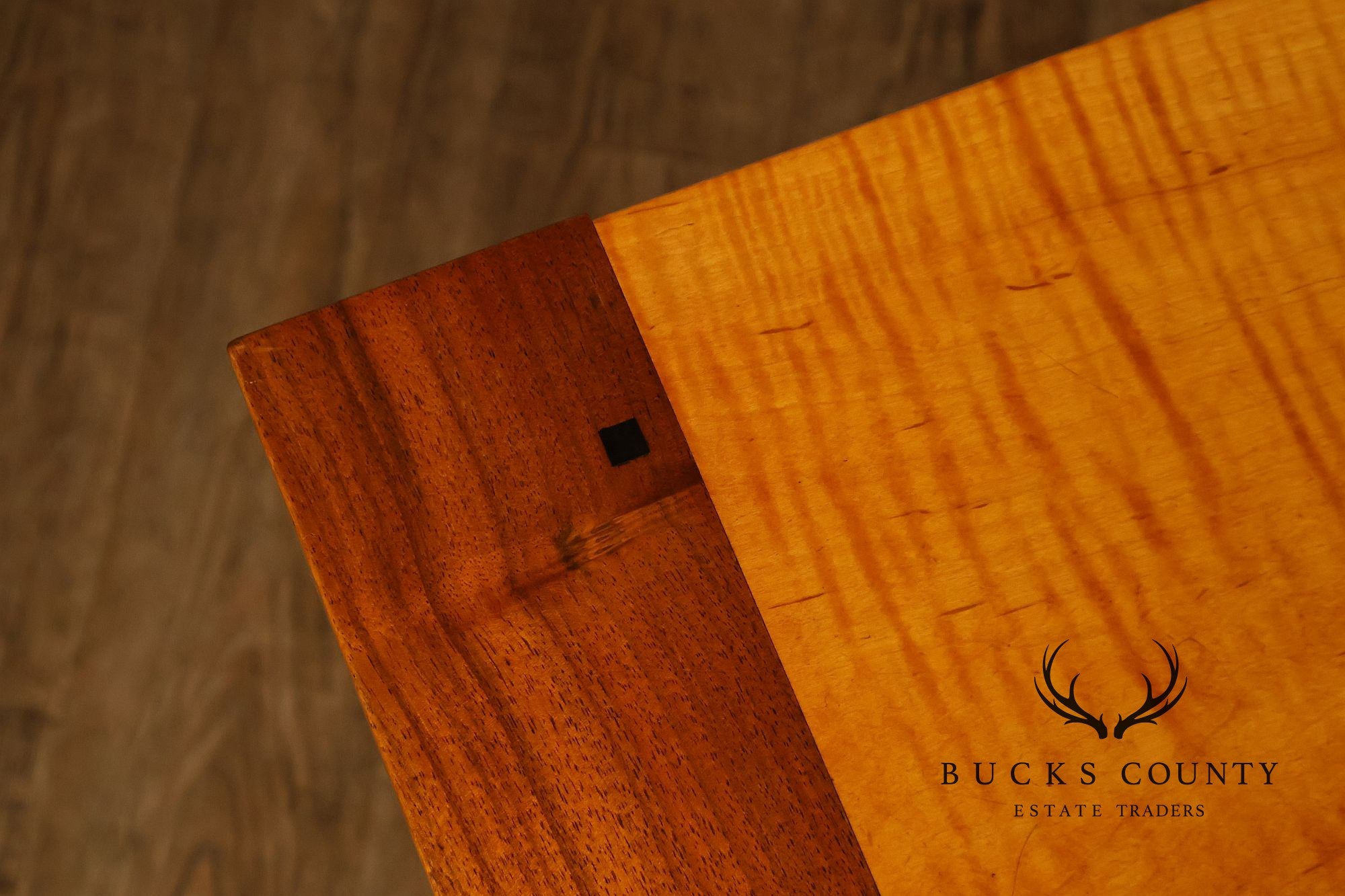 Sheraton Style Benchmade Tiger Maple and Walnut Dining Table