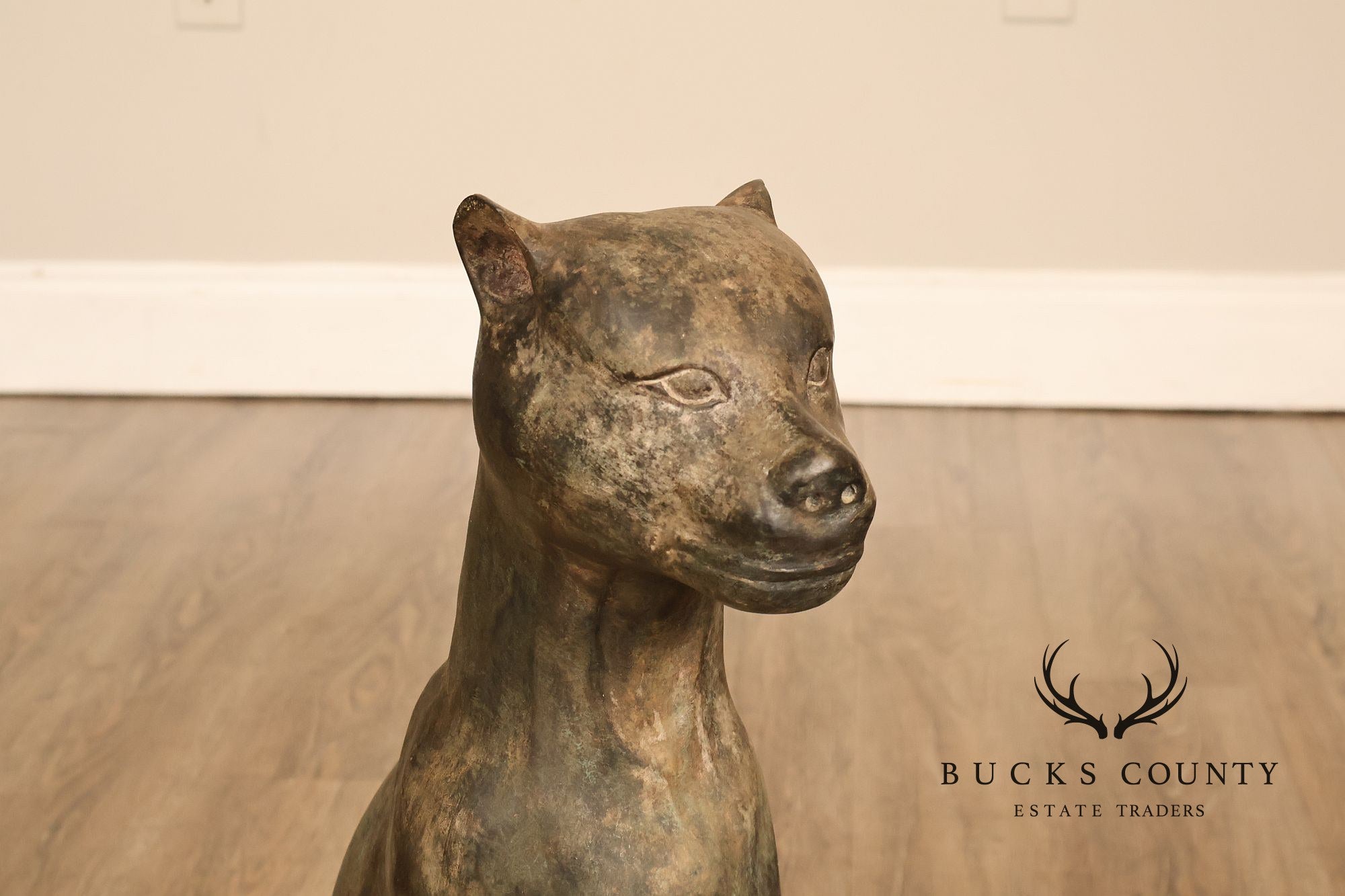 Egyptian Revival Bronze Pair Of Seated Cat Garden Sculptures
