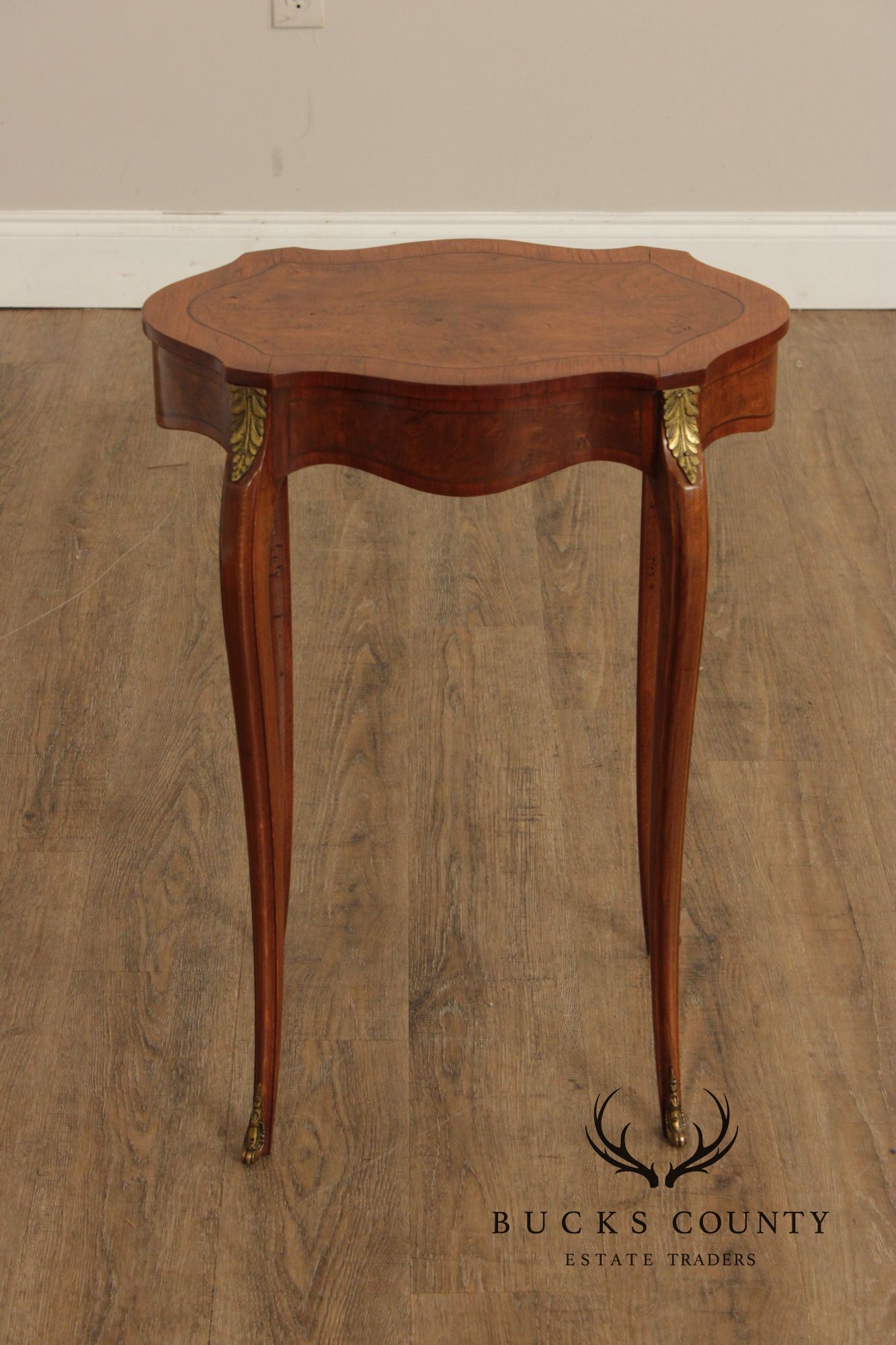 French Louis XV Style Burl Wood Side Table