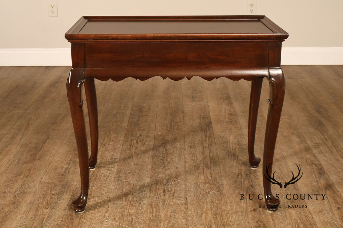 Ethan Allen Georgian Court Cherry Queen Anne Side Table With Pull-Out Slides
