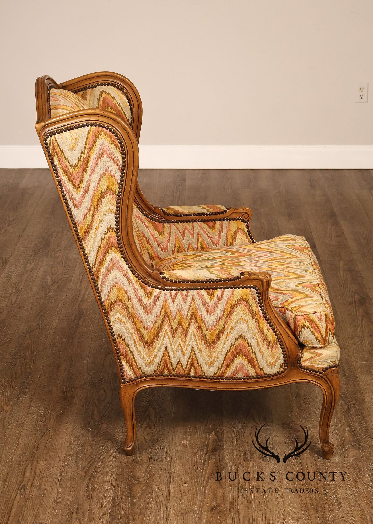 Baker Furniture Louis XV Style Wing Back Bergère Chair And Ottoman