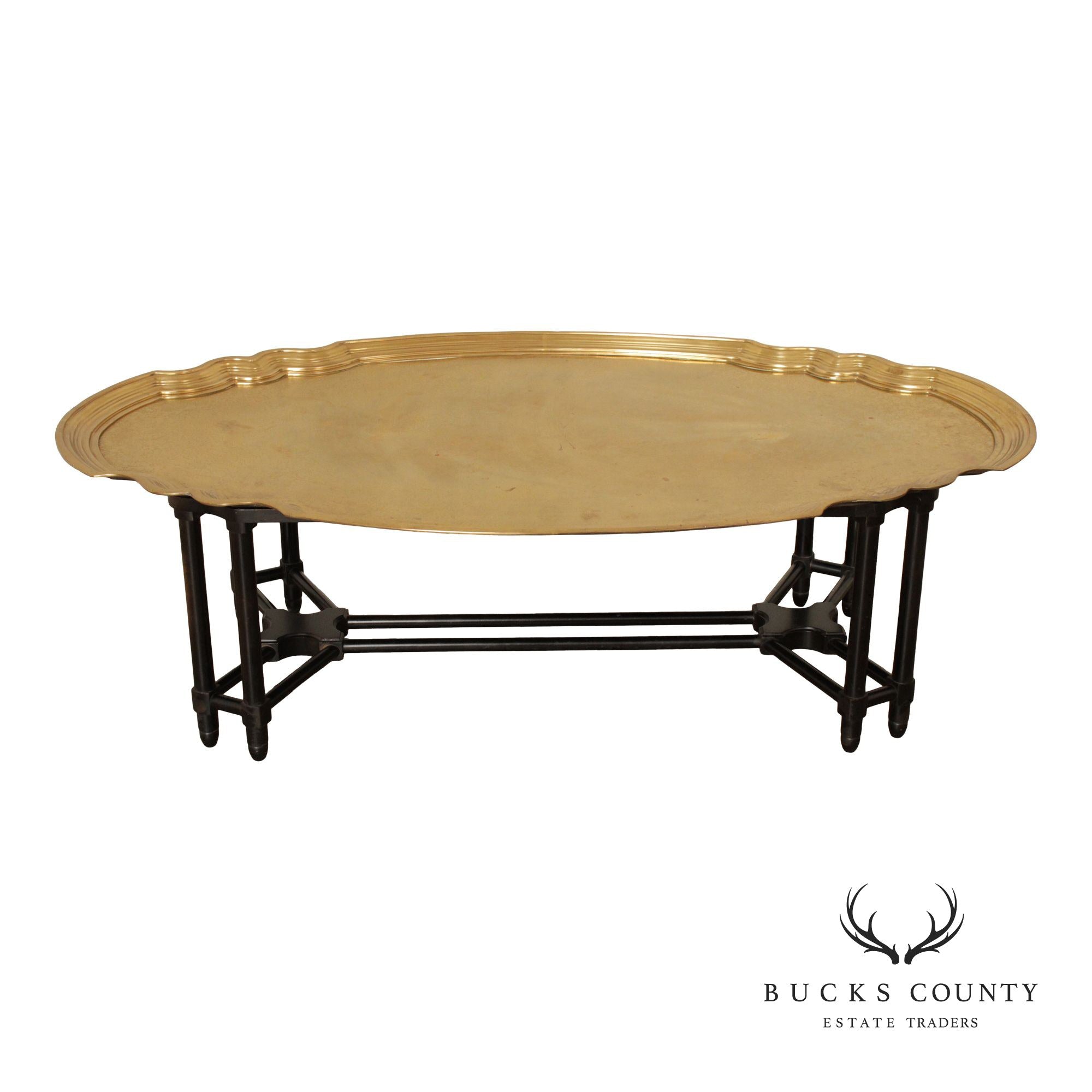 Baker Furniture Hollywood Regency Brass Tray Top Coffee Table