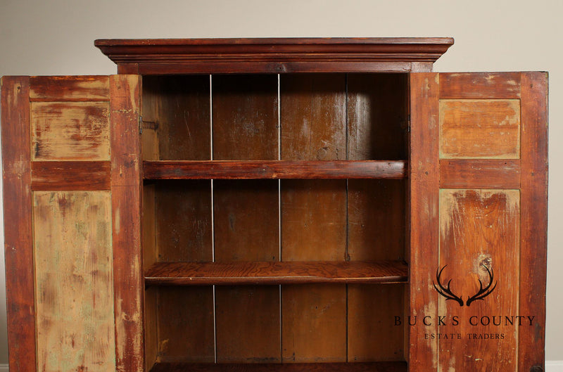 Antique Pine Two-Door Pantry or Storage Cupboard