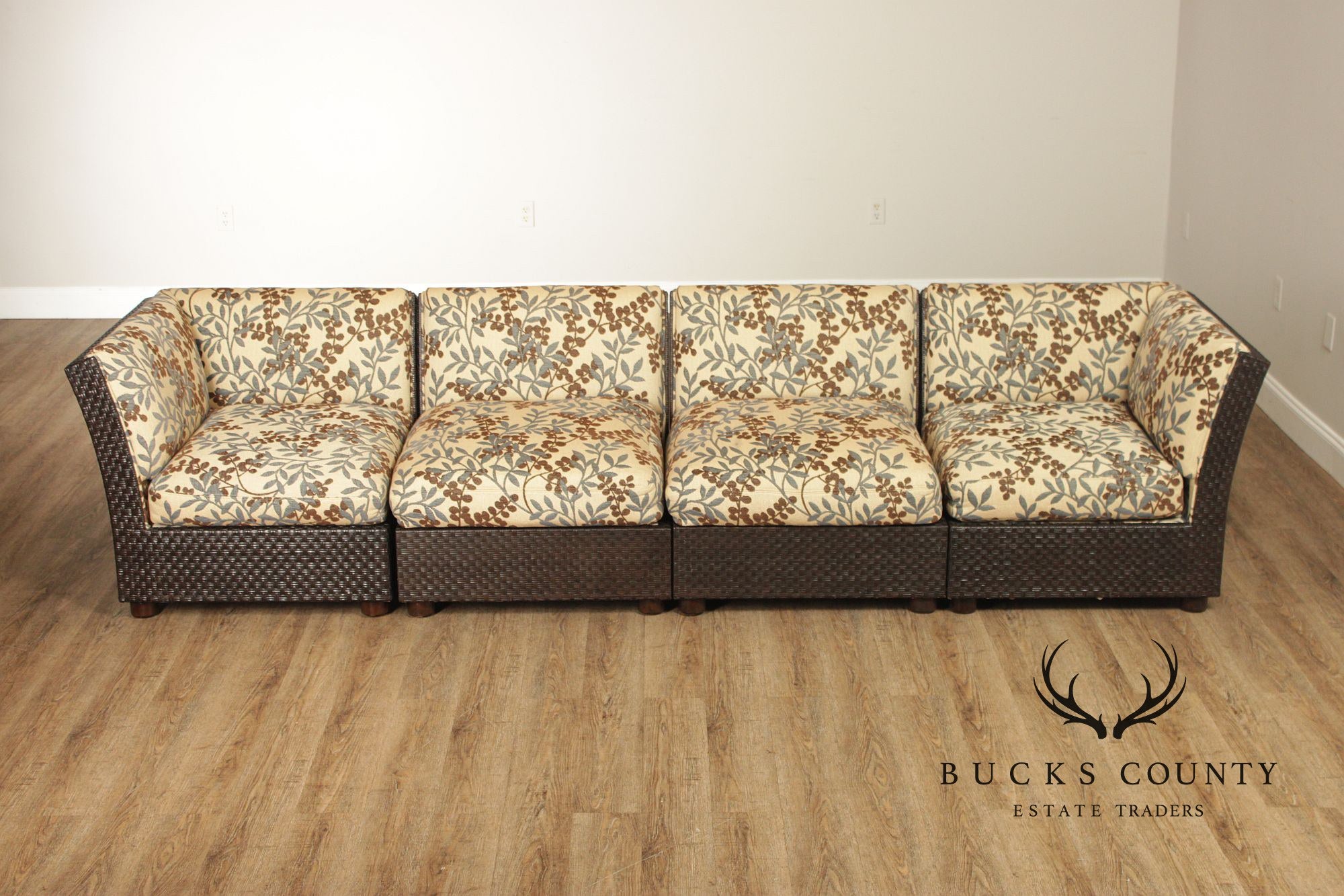 Orlando Diaz-Azcuy For McGuire Cambay Woven Wicker4 Part Sectional Sofa