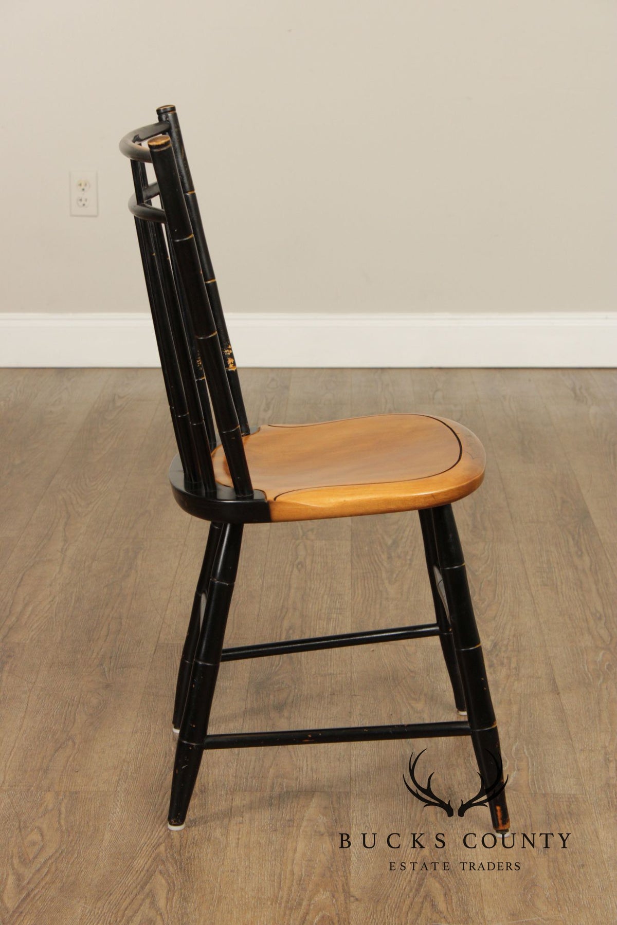 L. Hitchcock Set of Four Ebonized Birdcage Chairs