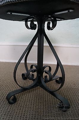 Vintage Pair of Black Painted Iron Base Ottomans Benches