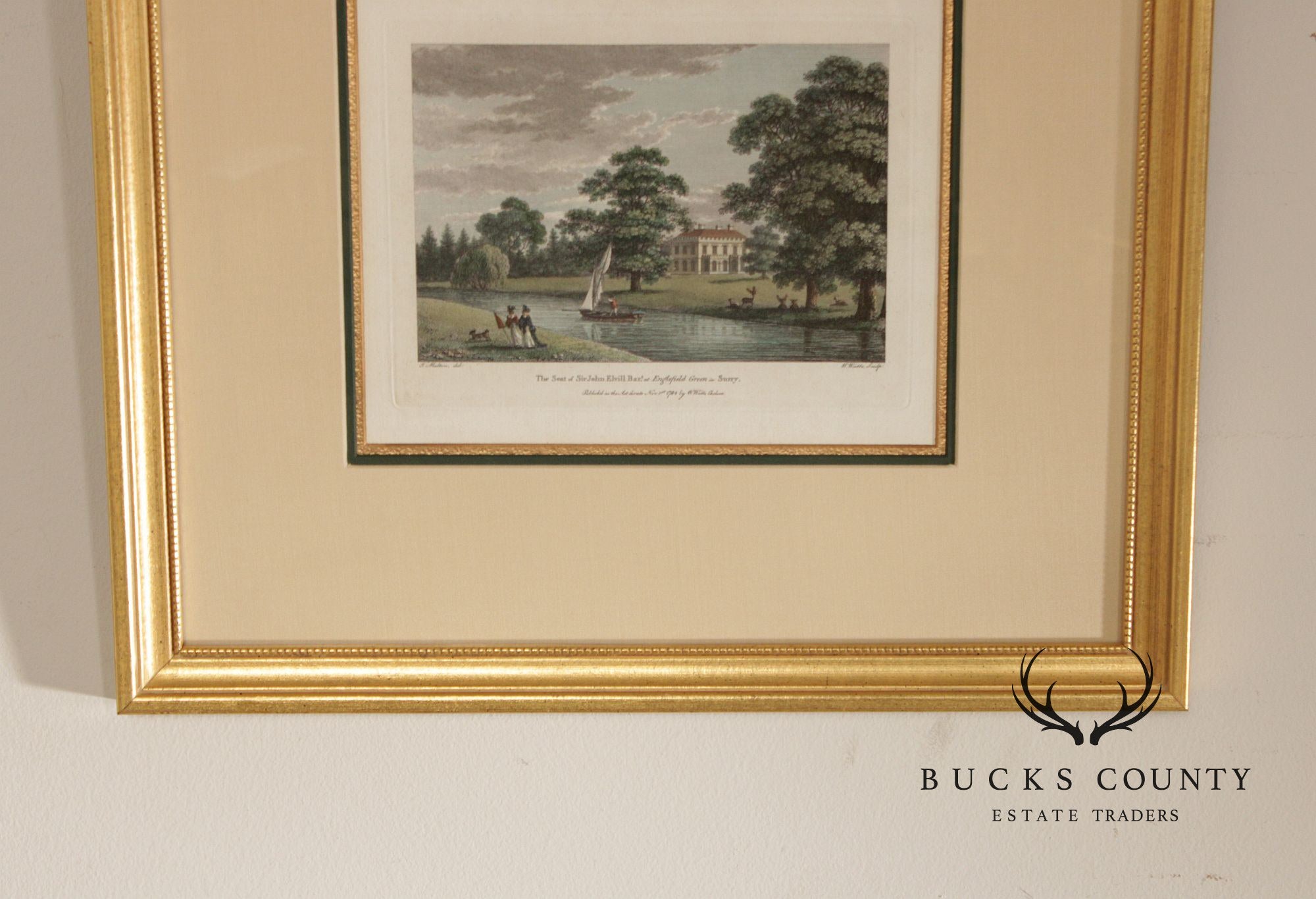 W. Angus Framed Colored Print of English Estate