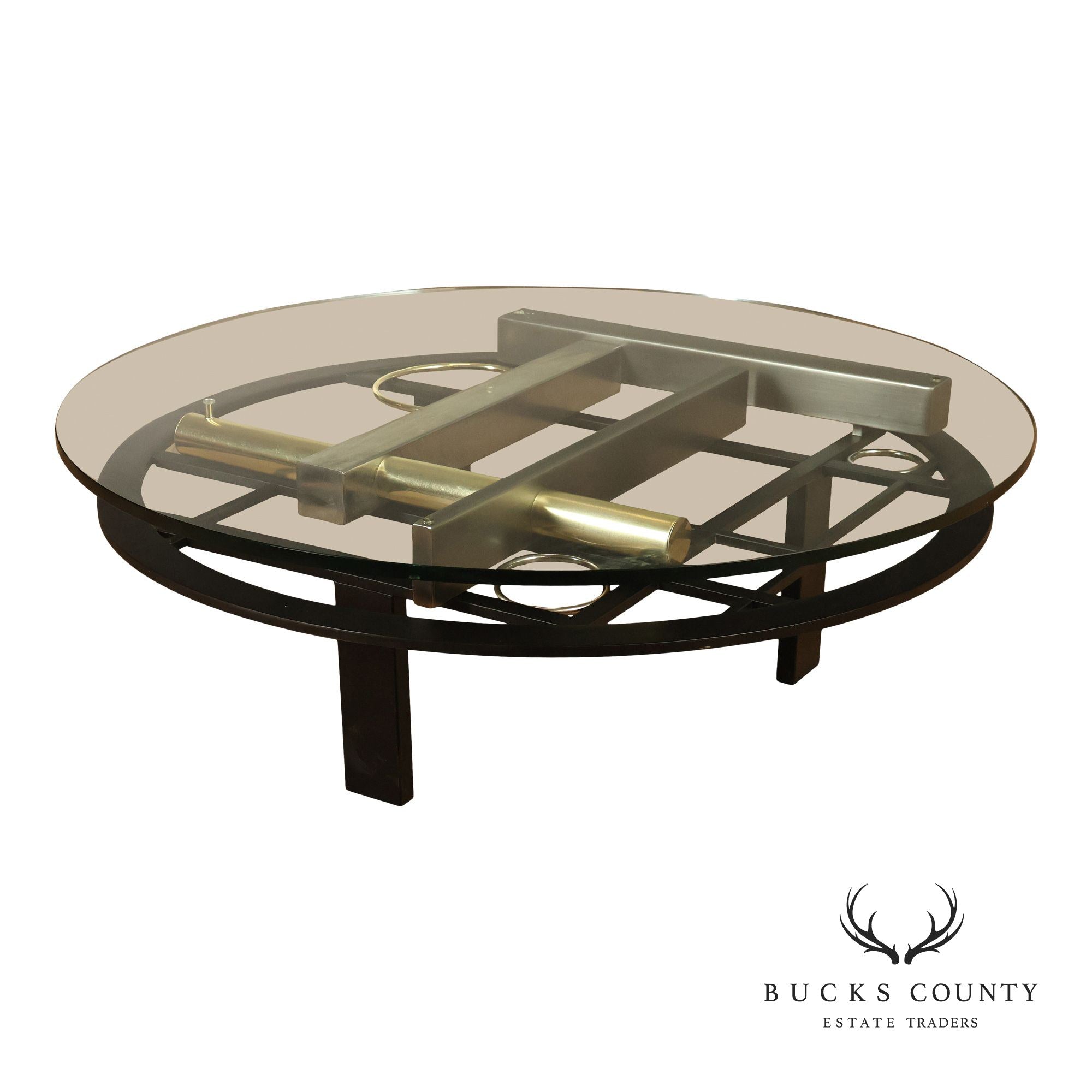 DIA Post Modern Round Glass Top Sculptural Coffee Table