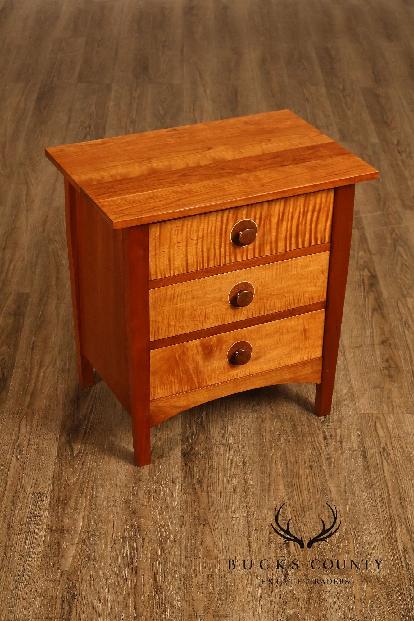 Stickley Mission Collection Harvey Ellis Cherry Three Drawer Nightstands