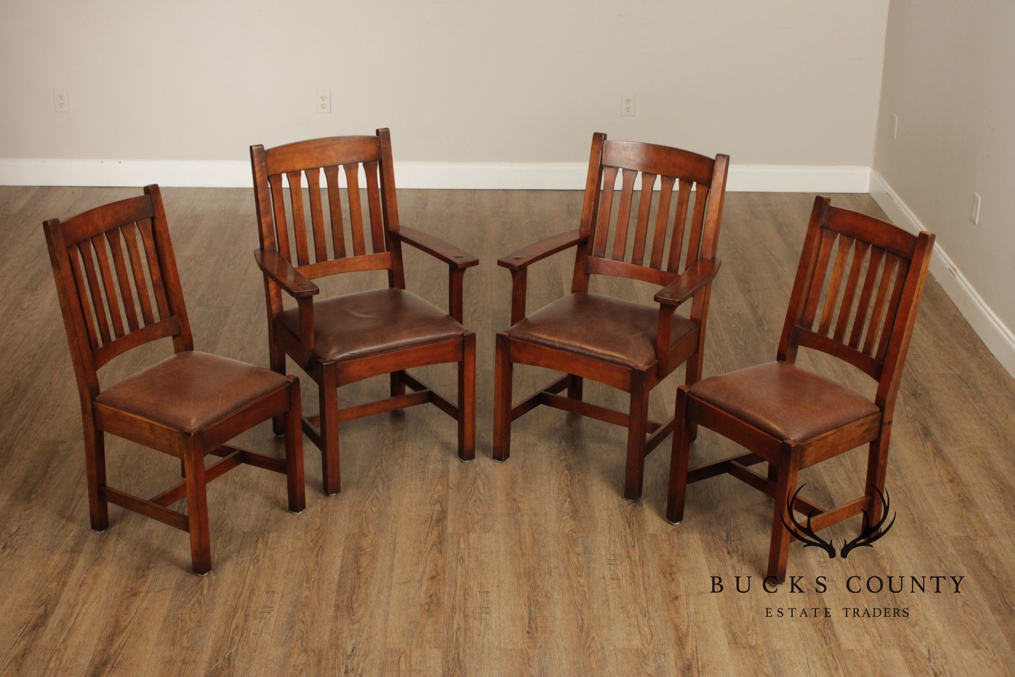 Stickley Mission Collection Set of Four Cherry Cottage Dining Chairs