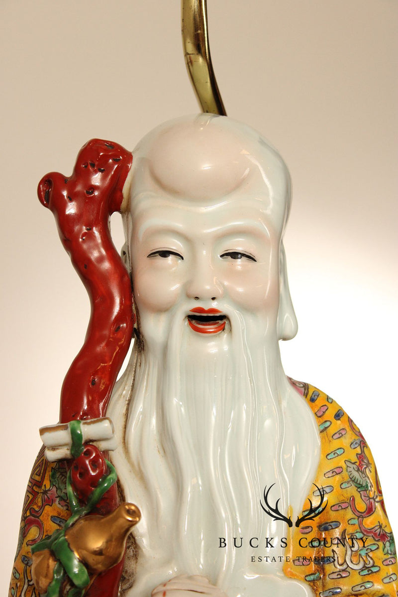 Chinese Immortal Porcelain Table Lamp