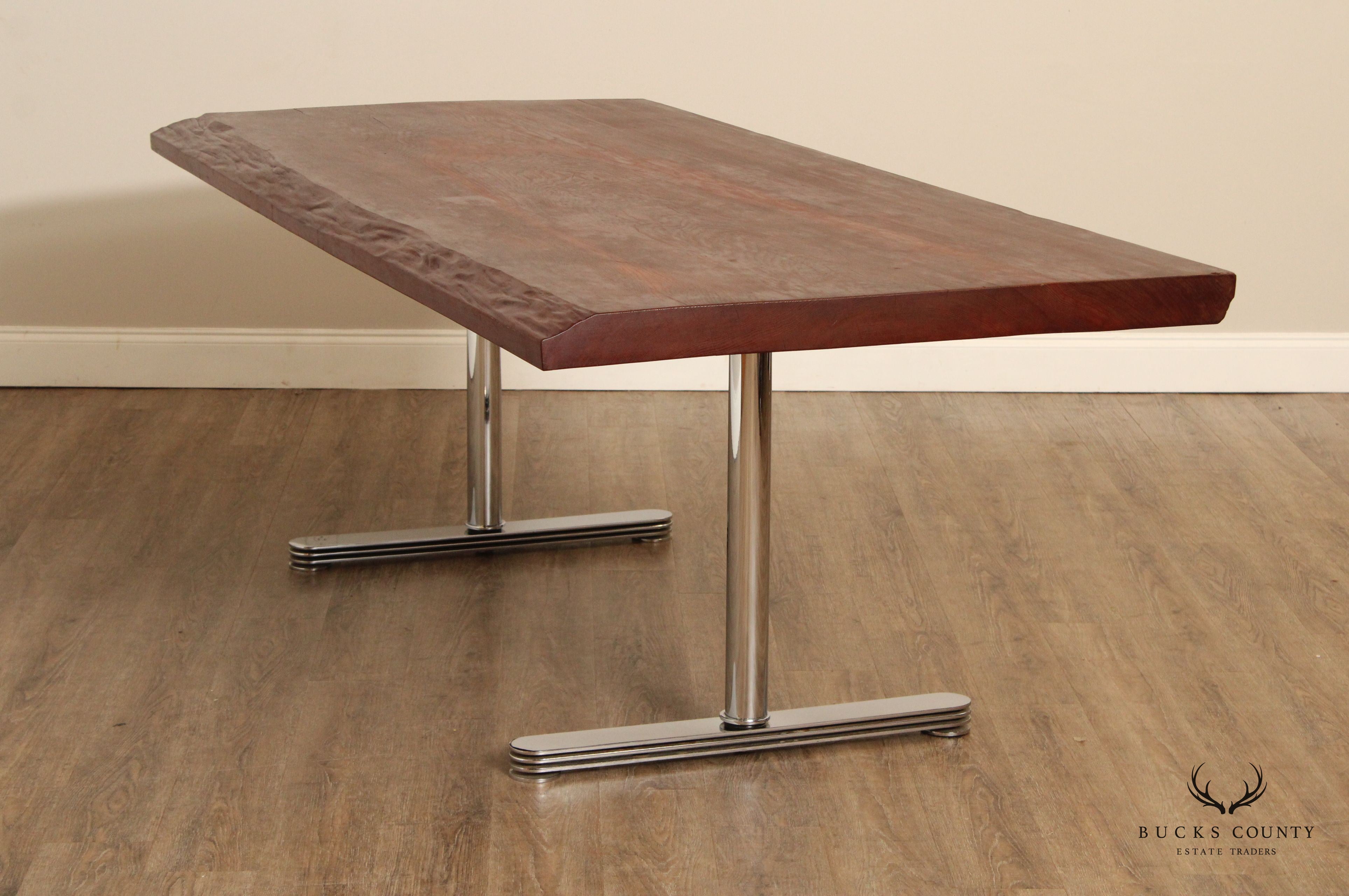 Mid Century Modern Live-Edge Slab Dining Table