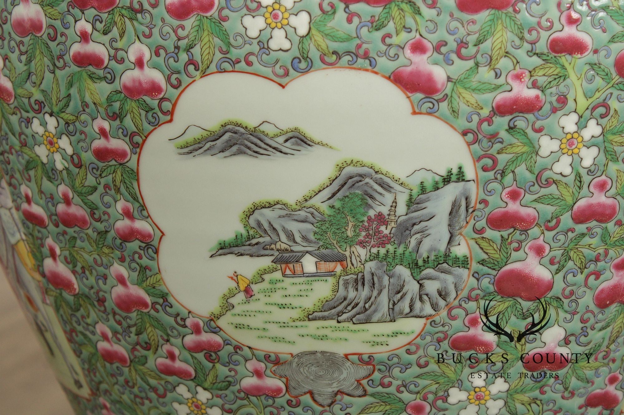 Chinese Famille Verte Fishbowl Planter on Stand