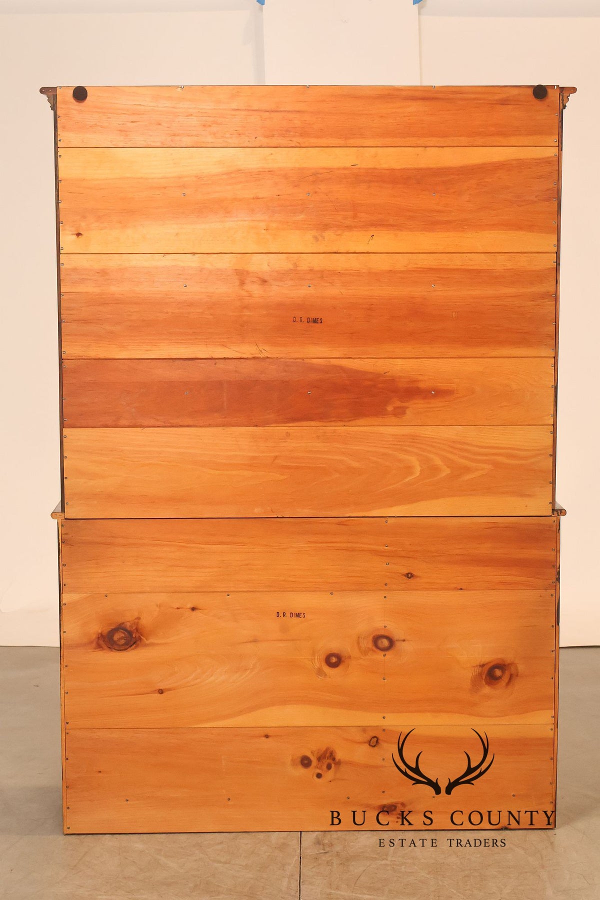 D.R. Dimes Pine Two-Piece Step-Back Cupboard