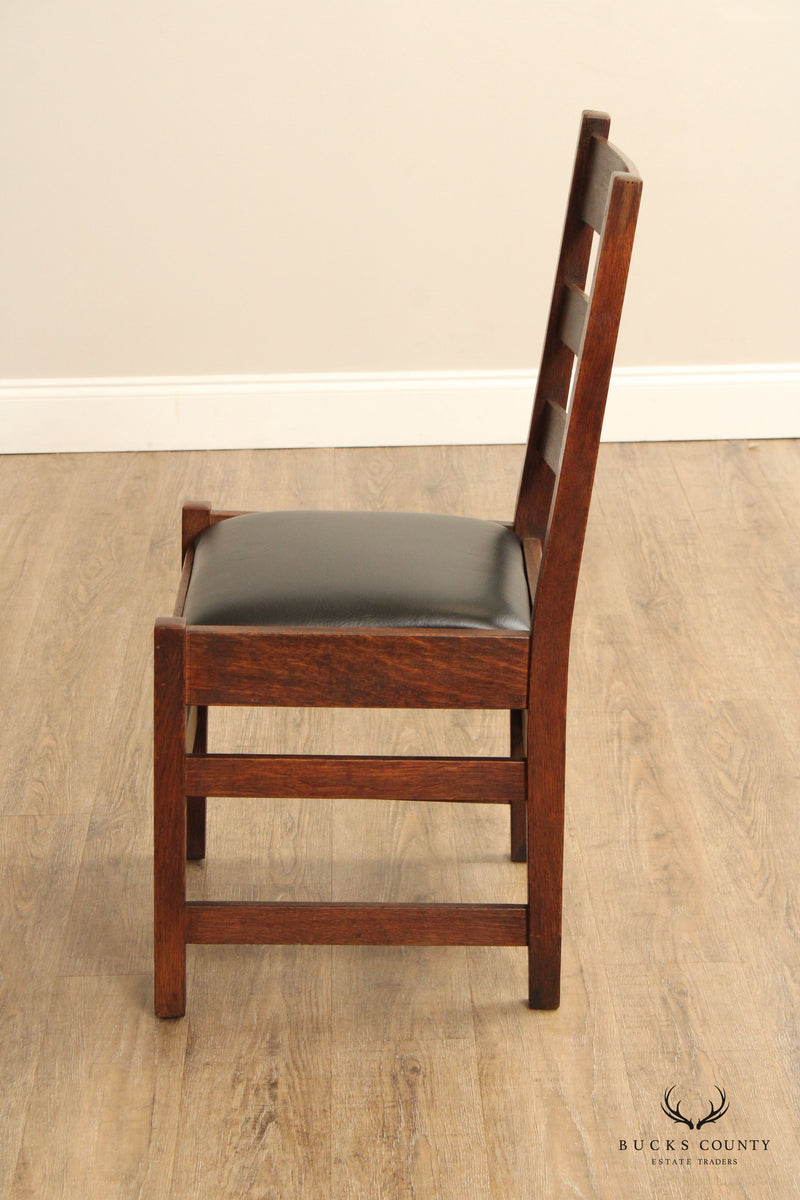 Mission Style Assembled Set of Seven Oak Ladder Back Dining Chairs