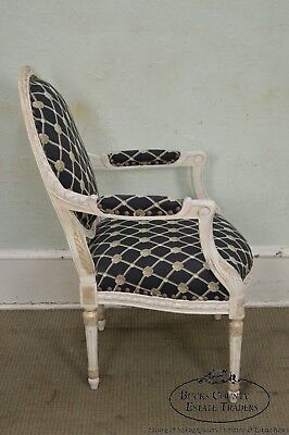 Councill French Louis XVI Style Paint Frame Fauteuil Arm Chair