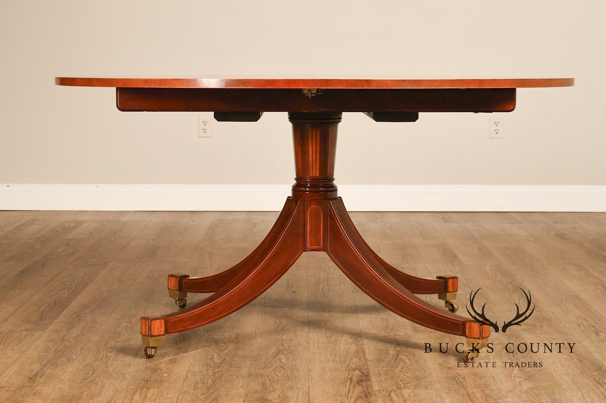 Baker Regency Style Banded Mahogany Extendable Dining Table