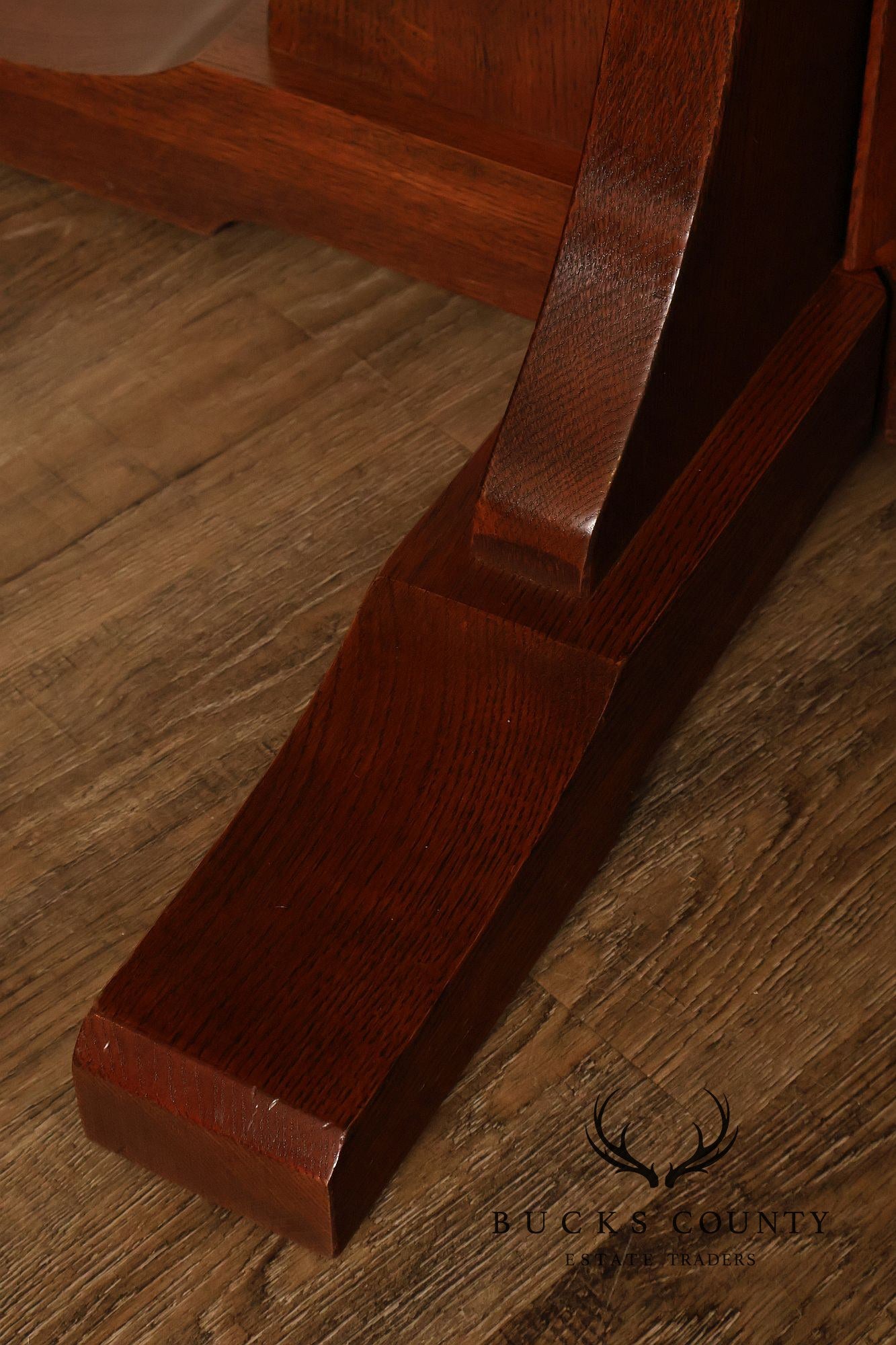 Stickley Mission Collection Round Oak Expandable Dining Table