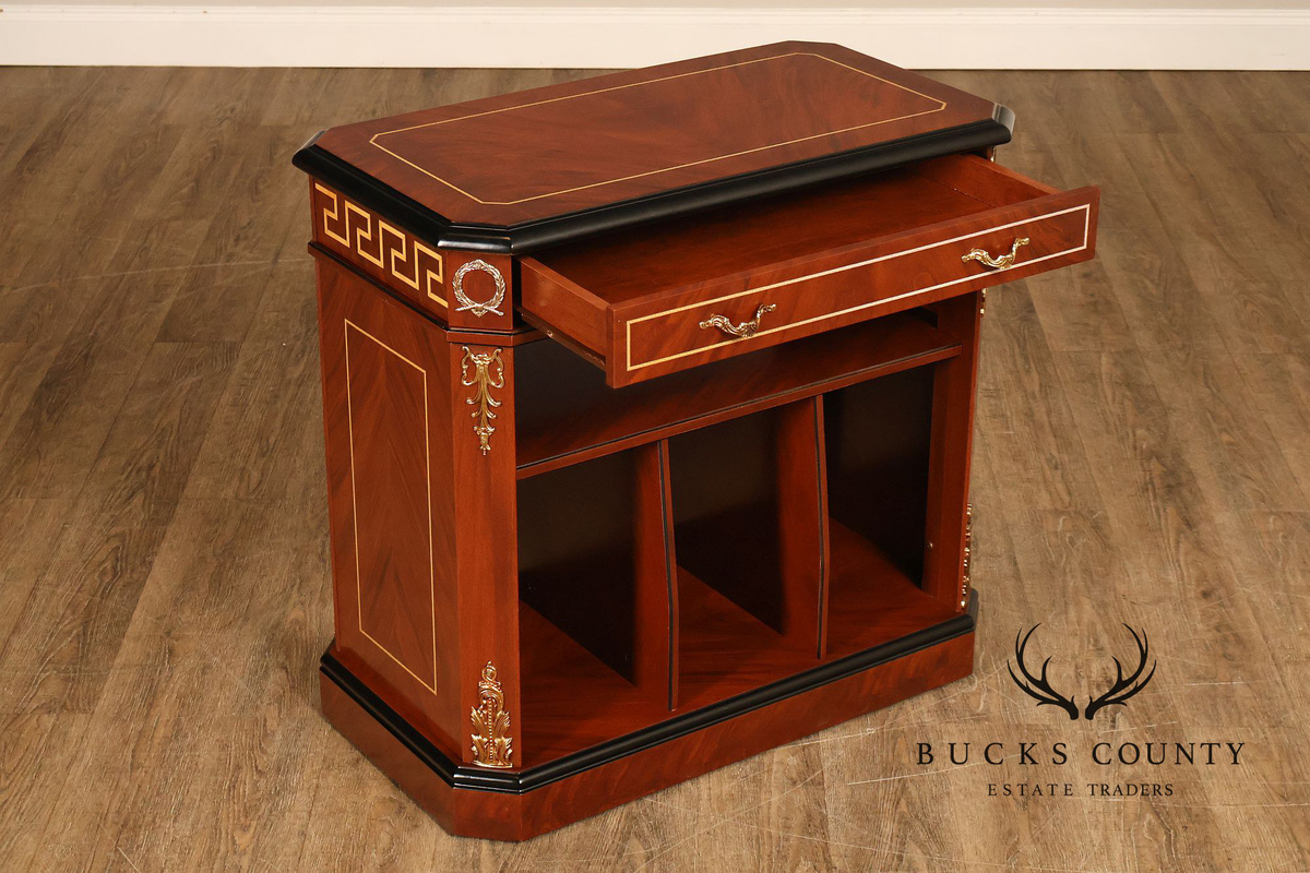 Neoclassical Empire Style Greek Key Mahogany Telephone Stand Cabinet