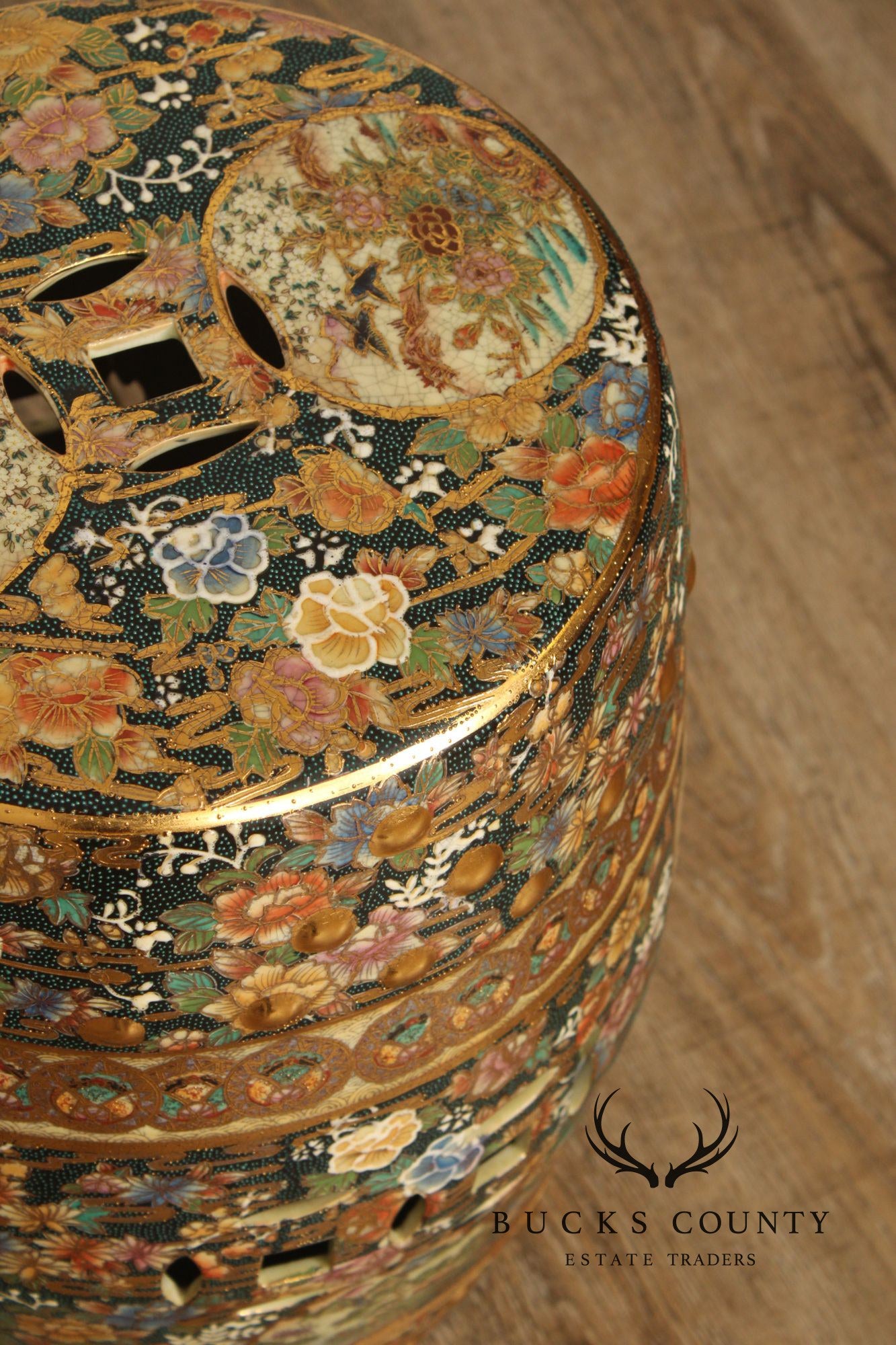 Japanese Satsuma Porcelain Garden Stool