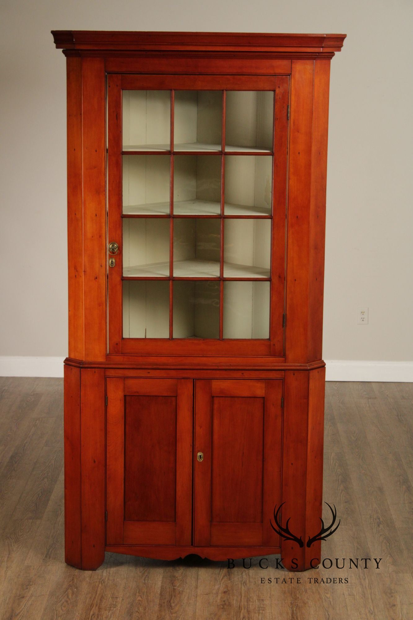 Antique American Farmhouse Cherry Corner Cabinet